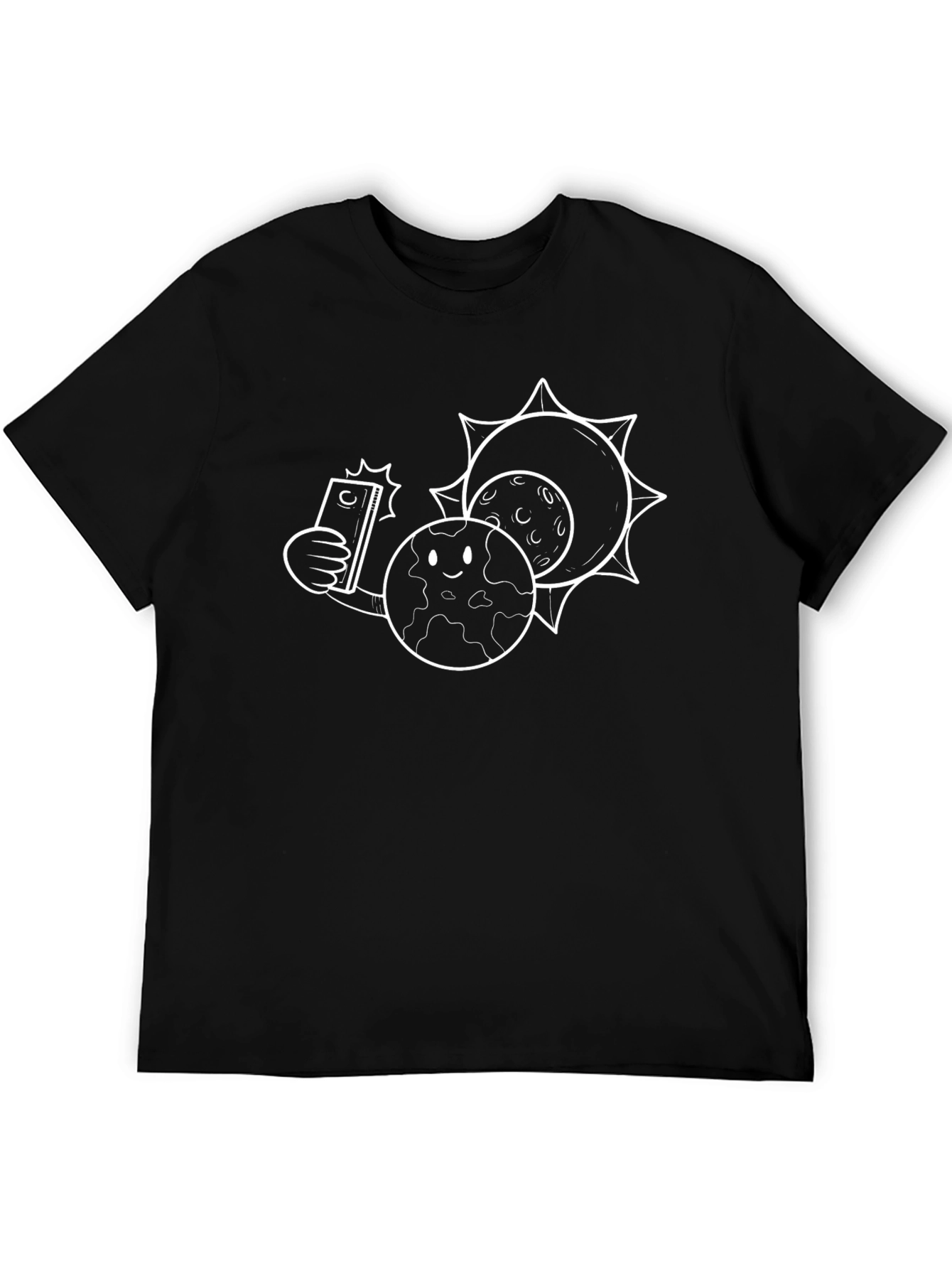 Black Earth Selfie Solar Eclipse Black T-Shirt view 5