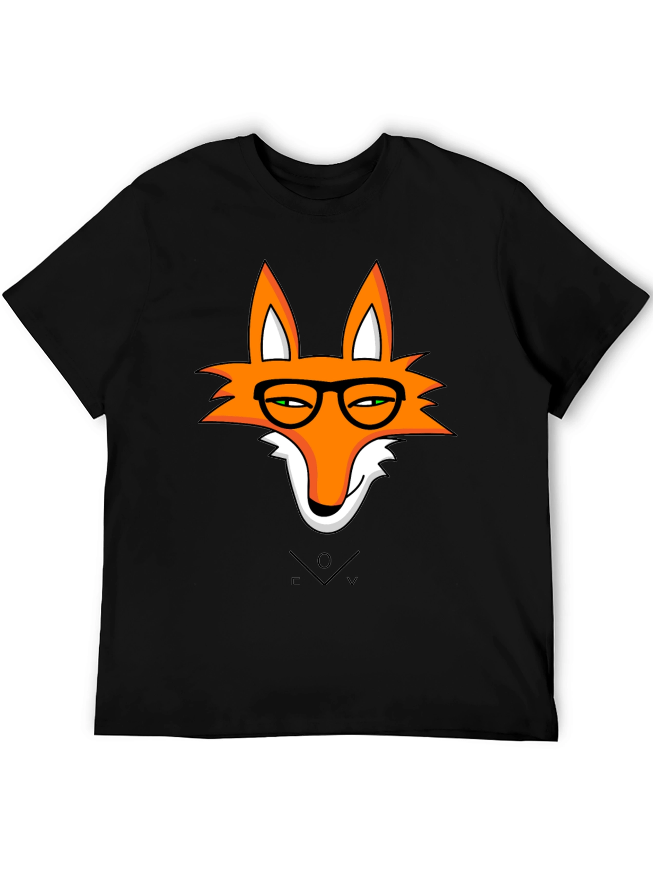 Black Fox With Glasses Graphic T-Shirt view 5