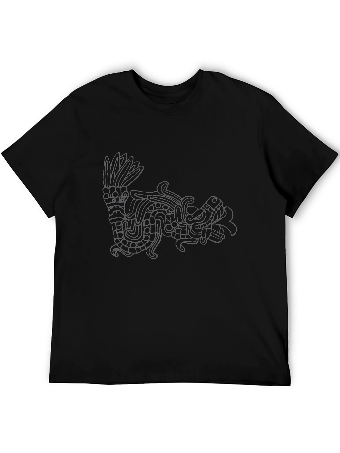 Black Aztec Serpent Graphic Print T-Shirt view 5