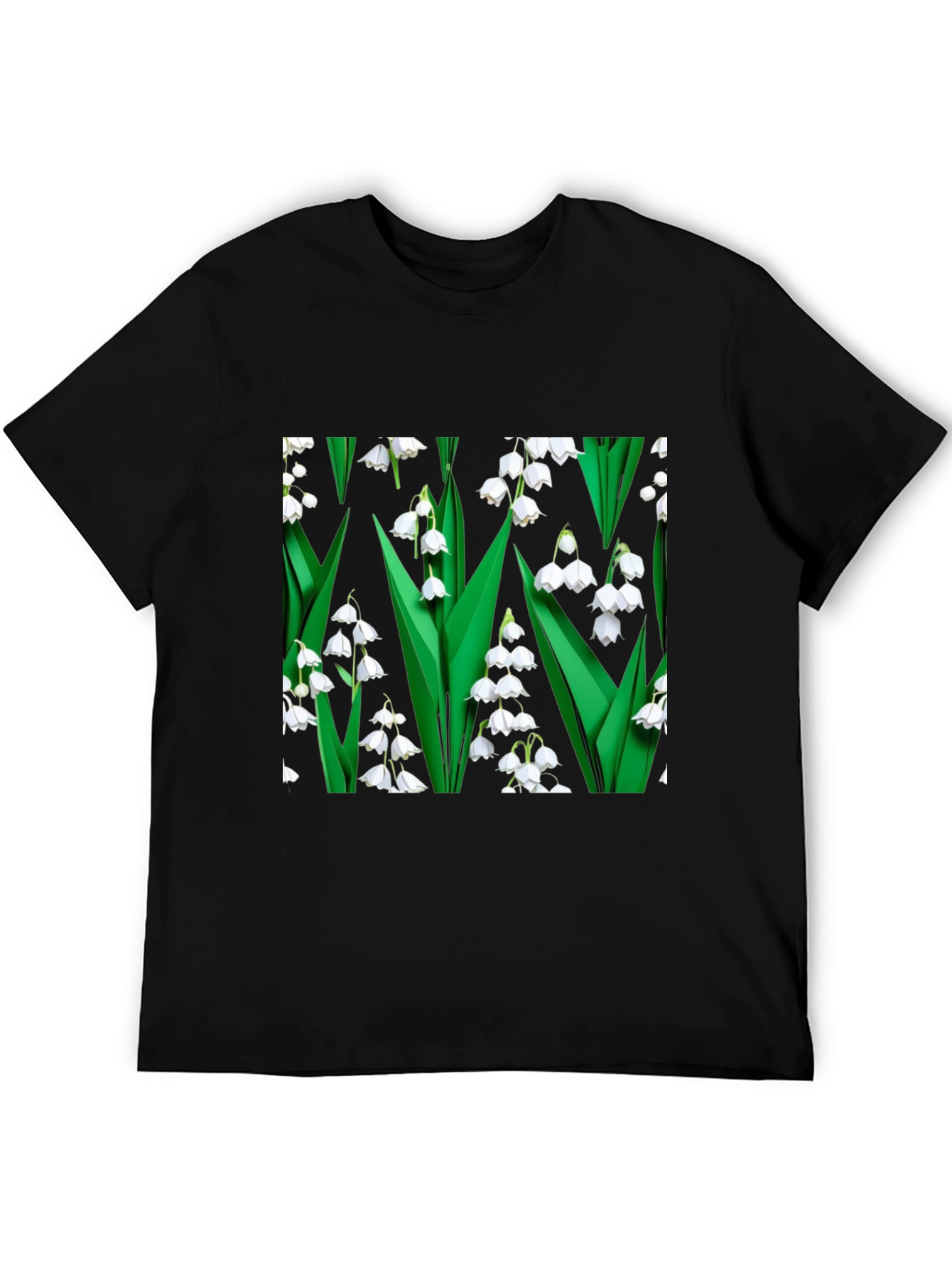Black Lily of the Valley Print Black T-Shirt view 5