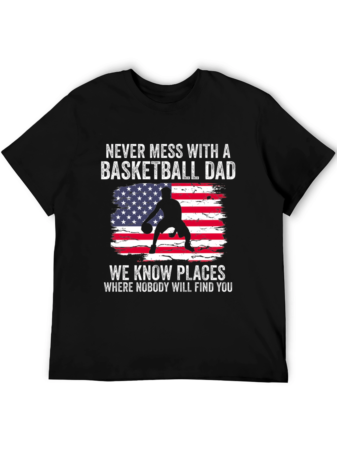 Black Basketball Dad T-Shirt - Patriotic USA Design view 5