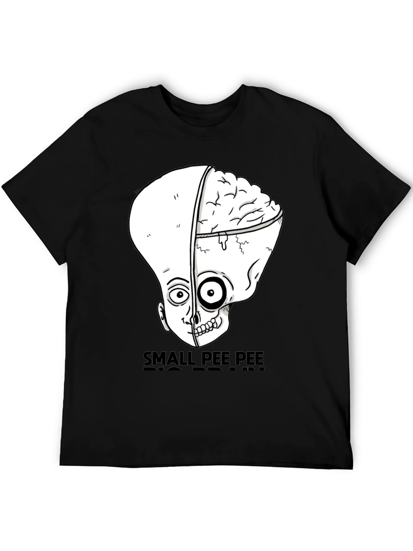 Black Small Pee Pee Big Brain Funny Graphic Tee view 5
