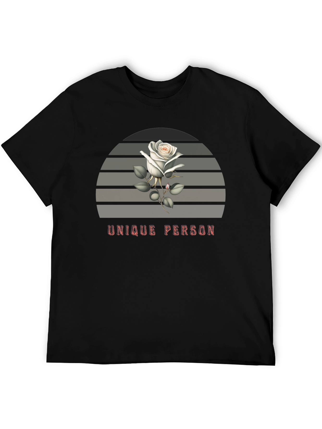 Black Unique Person Rose Graphic T-Shirt view 5