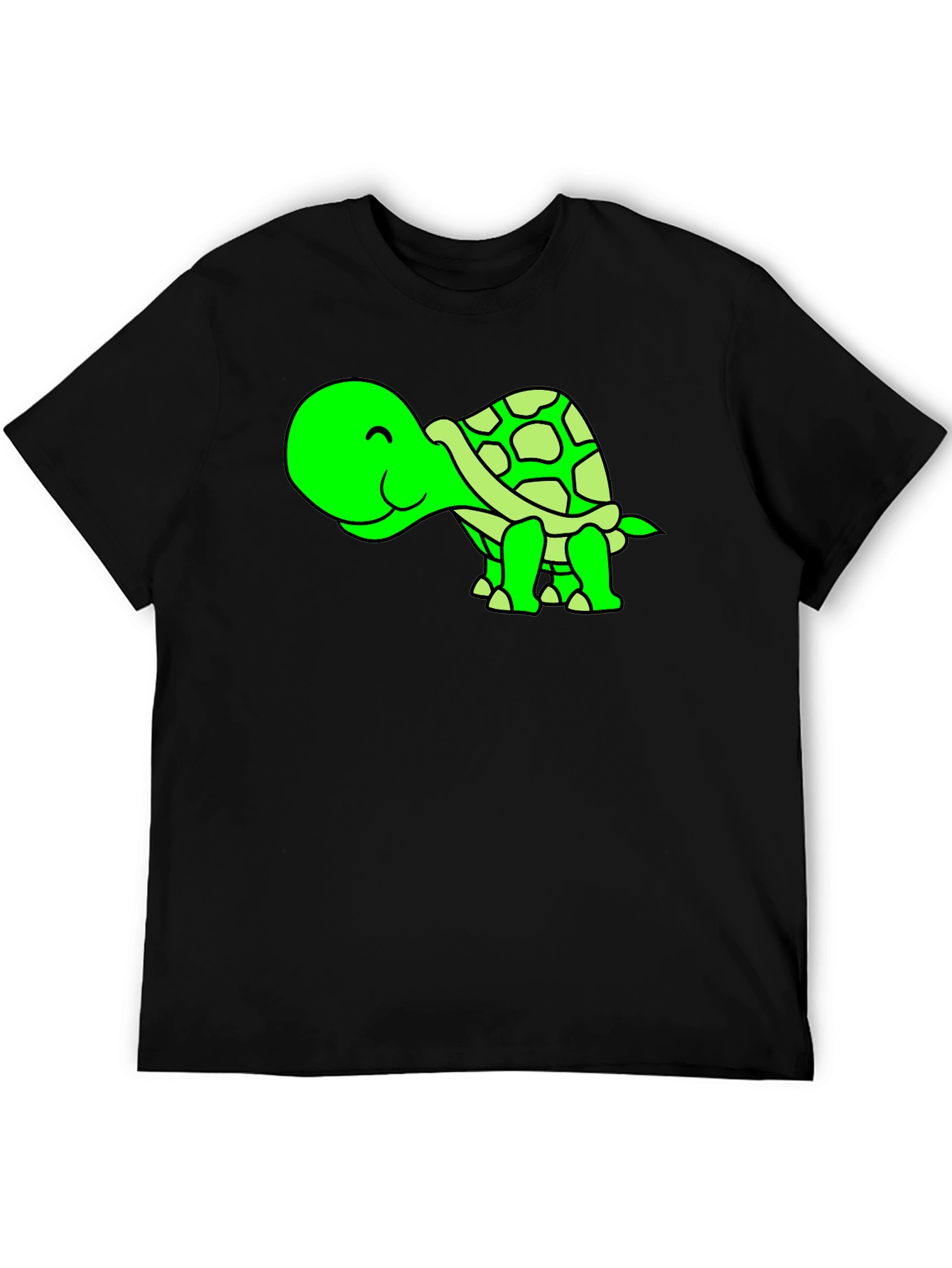 Black Cute Green Turtle Graphic Tee view 5