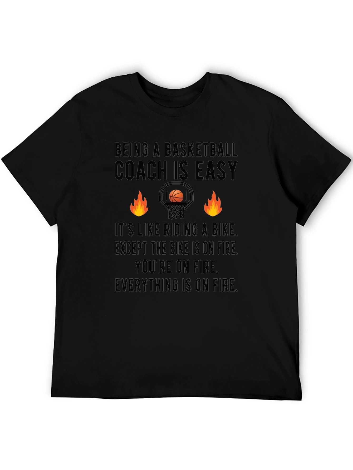 Black Basketball Coach On Fire T-Shirt view 5