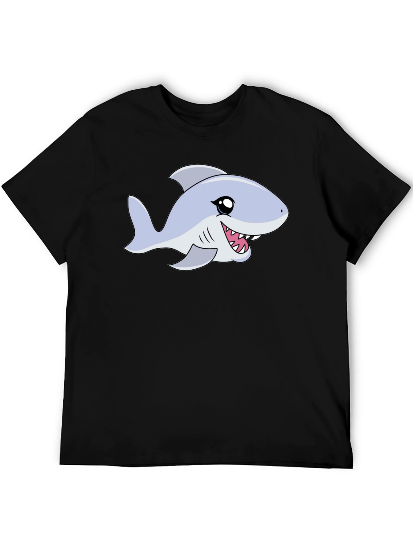 Black Cartoon Shark Graphic Tee - Black Casual Shirt view 5