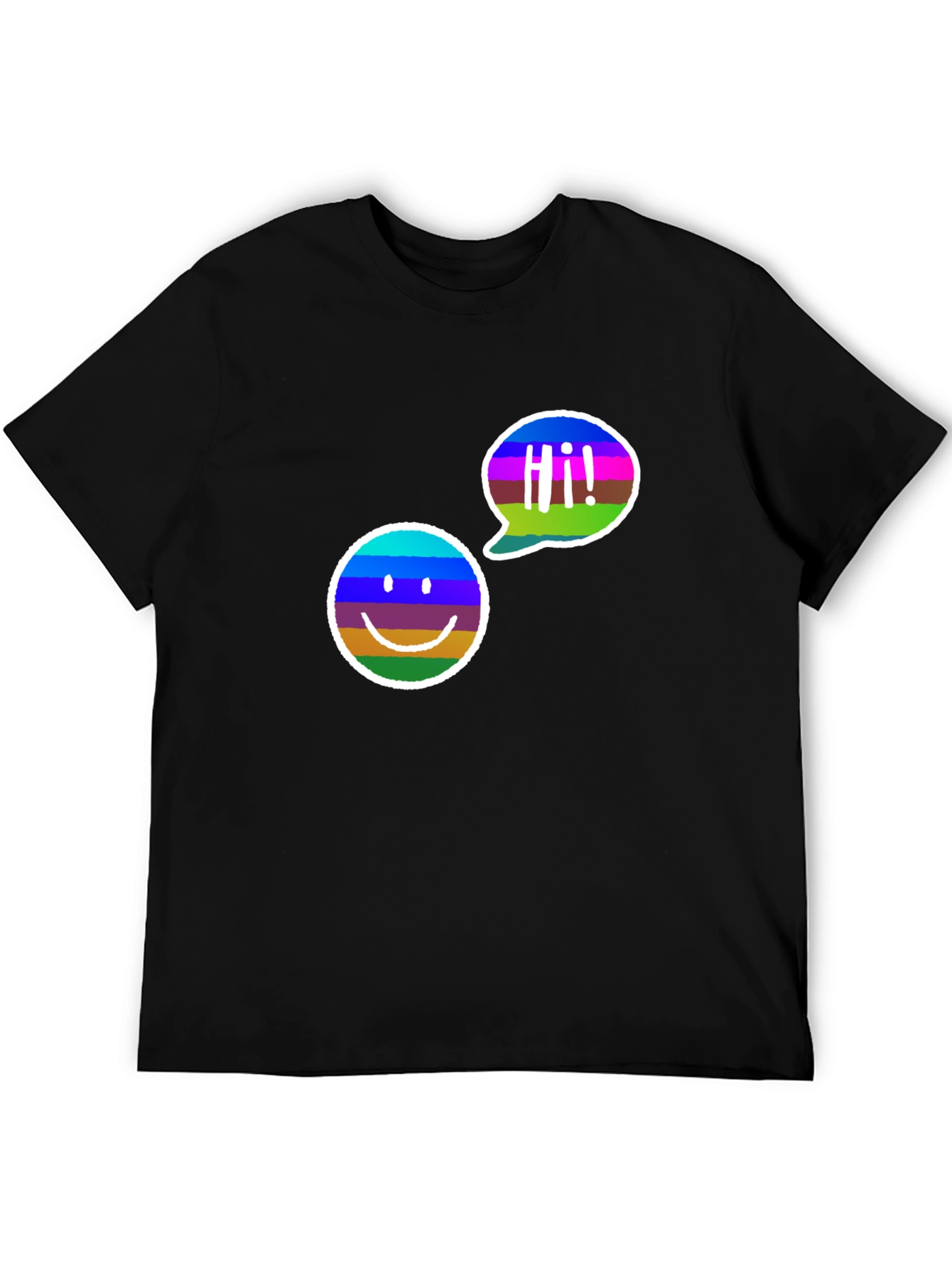 Black Cool Smiley Face Graphic Tee - Black Cotton T-Shirt view 5