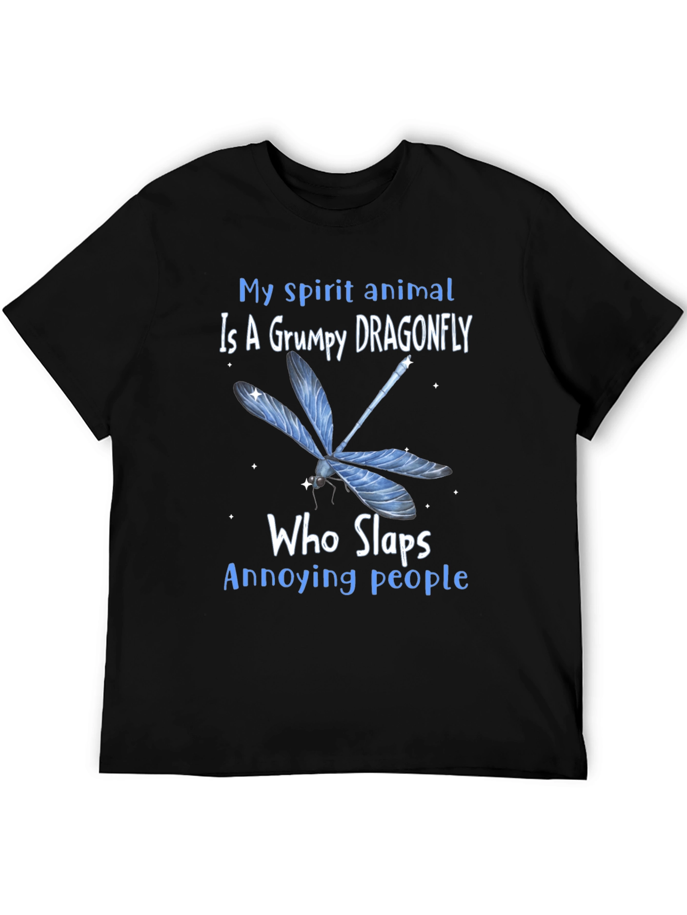 Black Grumpy Dragonfly T-Shirt: Slaps Annoying People Funny Tee view 5
