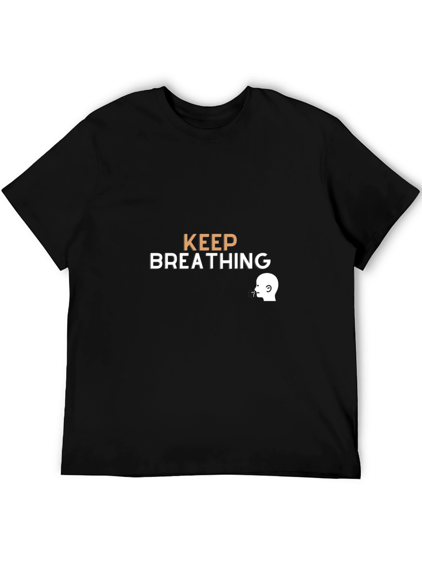 Black Keep Breathing Graphic Tee - Black Cotton Casual T-Shirt view 5