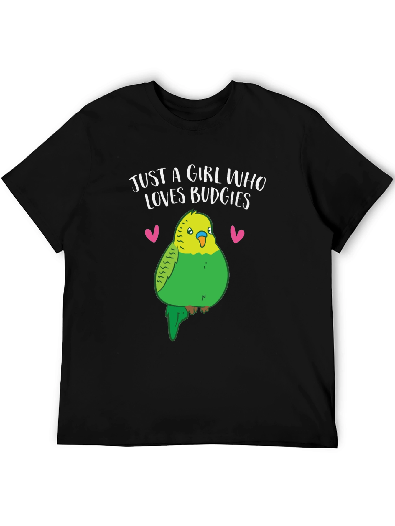 Black Just a Girl Who Loves Budgies T-Shirt - Bird Lover Tee view 5