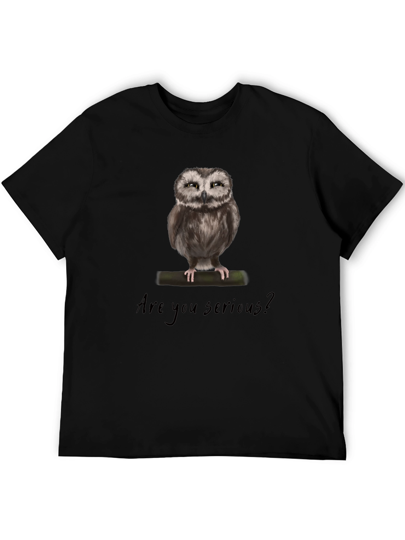 Black Funny Owl T-Shirt - Are You Serious? view 5