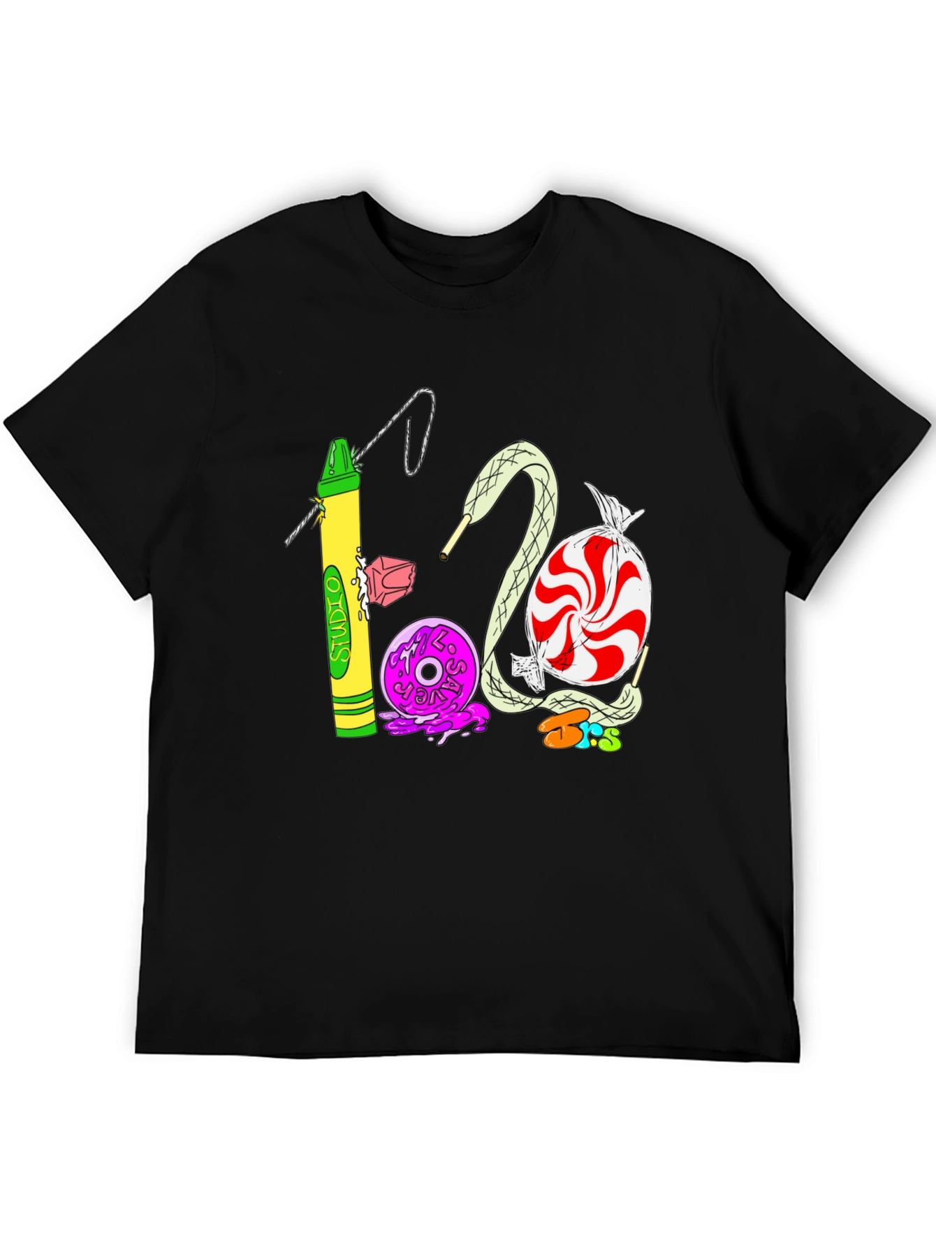 Black Studio 1200 T-Shirt | Unique Crayon & Candy Design view 5