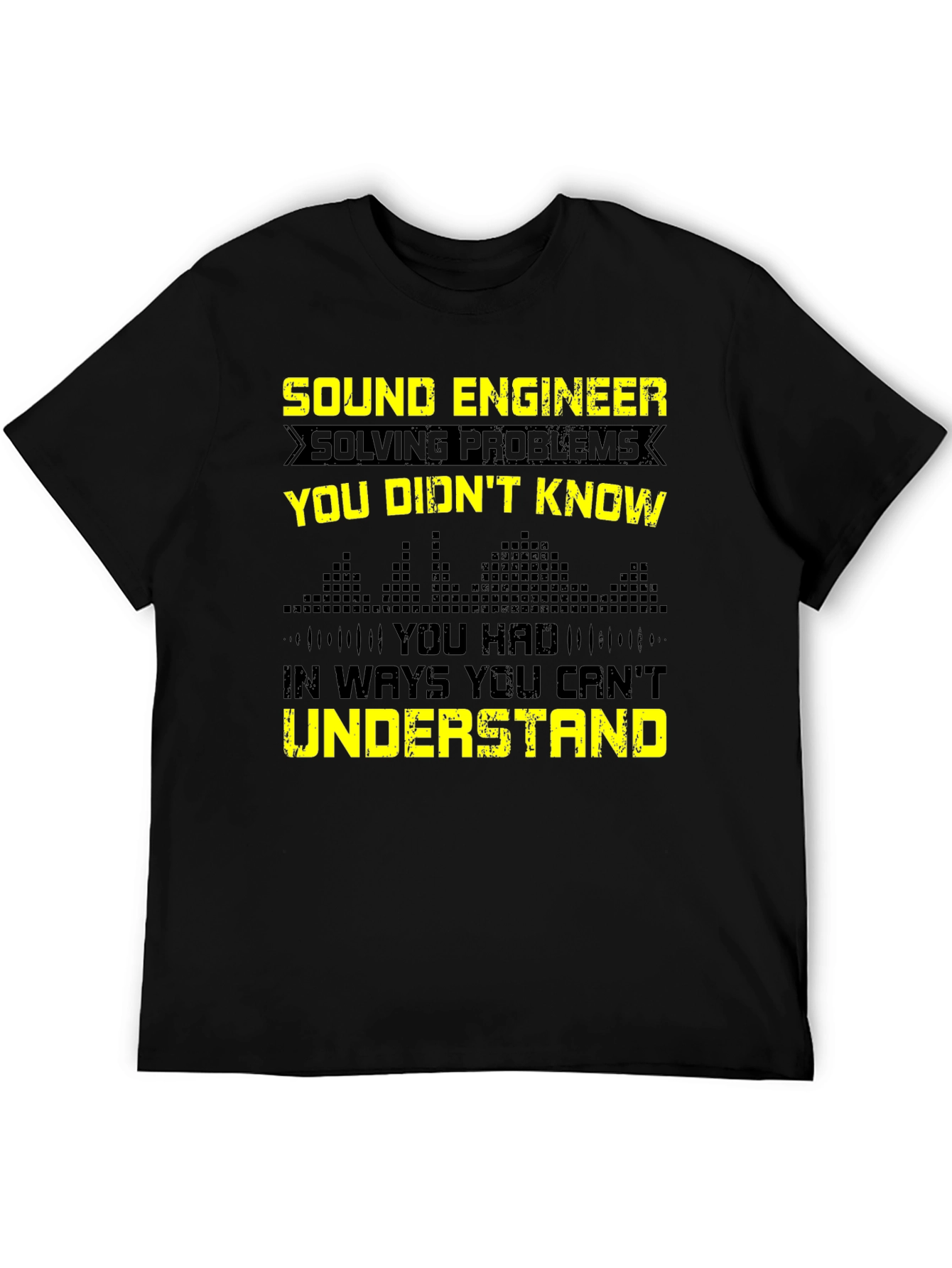 Black Sound Engineer Funny Graphic Tee - Black view 5
