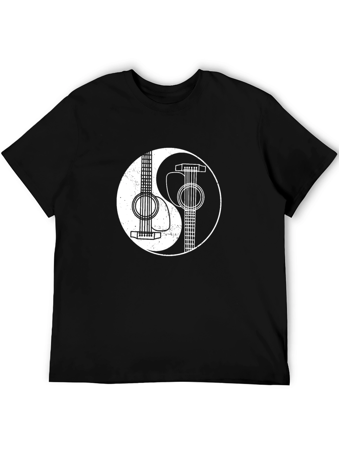Black Yin Yang Guitar Graphic T-Shirt view 5