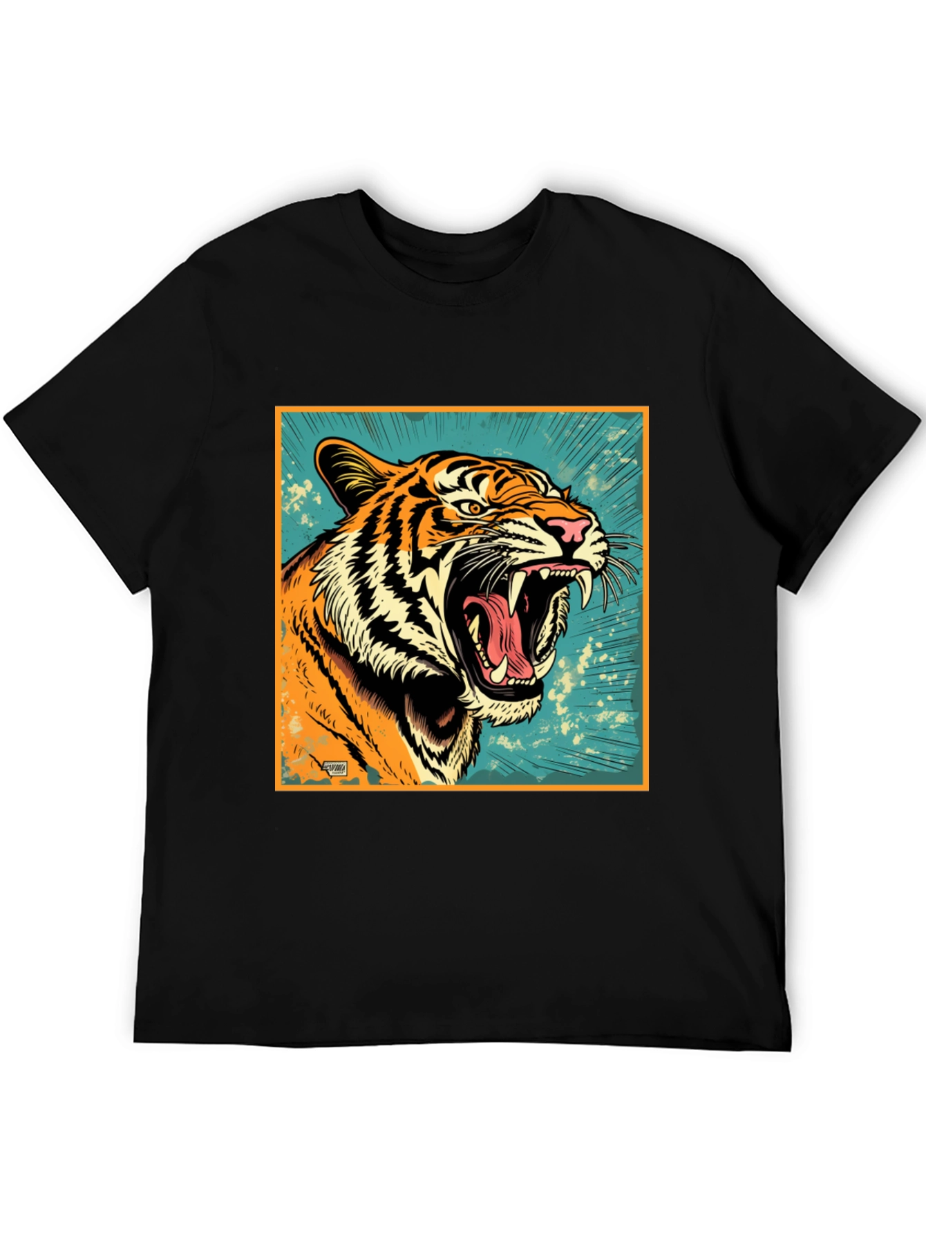 Black Roaring Tiger Graphic Tee - Bold Black T-Shirt view 5