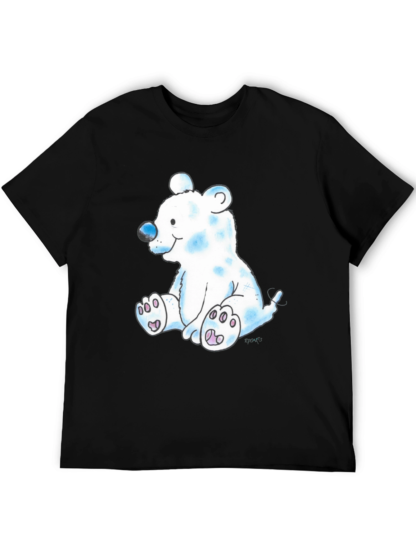 Black Cute Cartoon Bear Black T-Shirt view 5