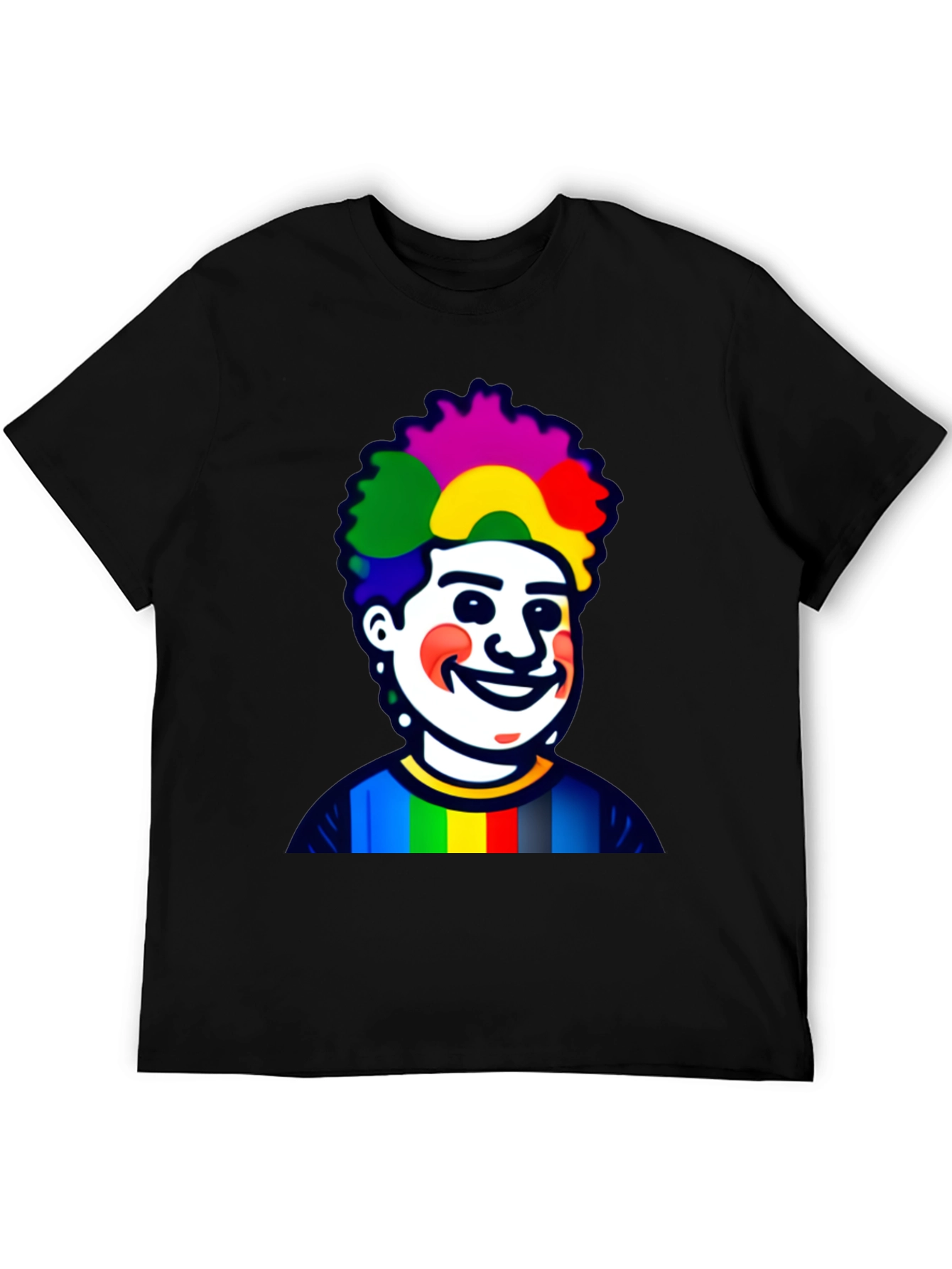 Black Colorful Clown Graphic Tee - Unisex Black Shirt view 5