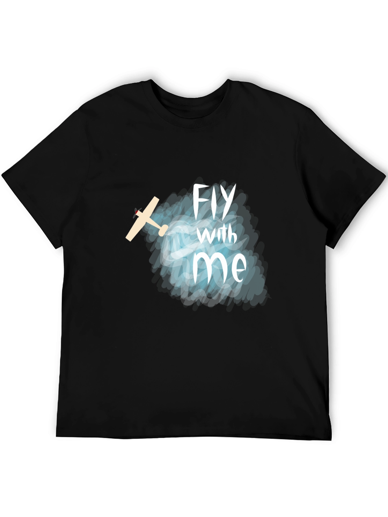 Black Fly With Me T-Shirt - Airplane Graphic Tee view 5