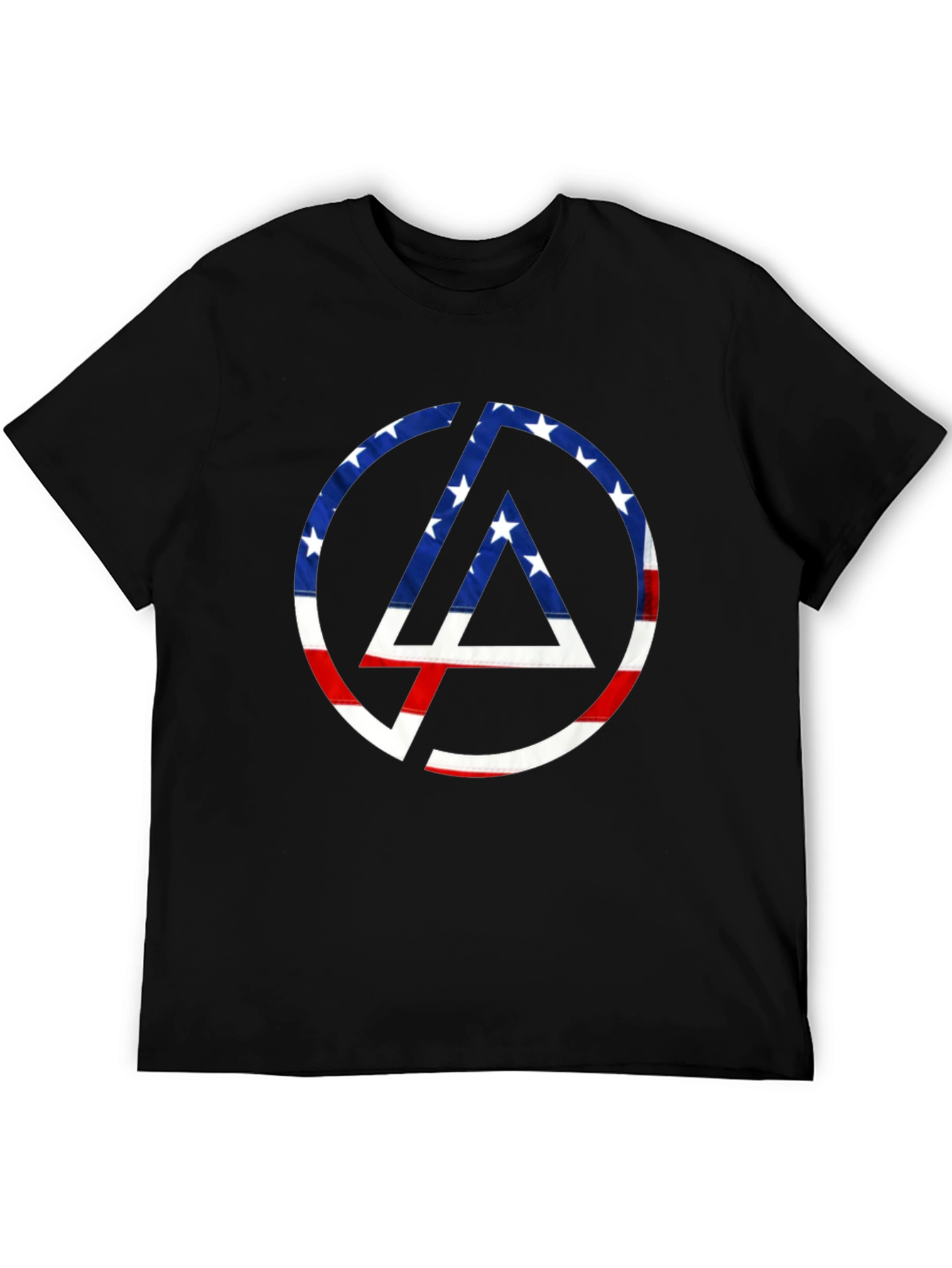 Black American Flag Circle Logo T-Shirt view 5