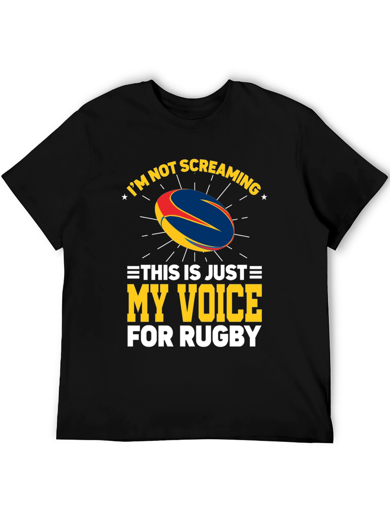 Black Rugby Fan T-Shirt: My Voice for Rugby view 5