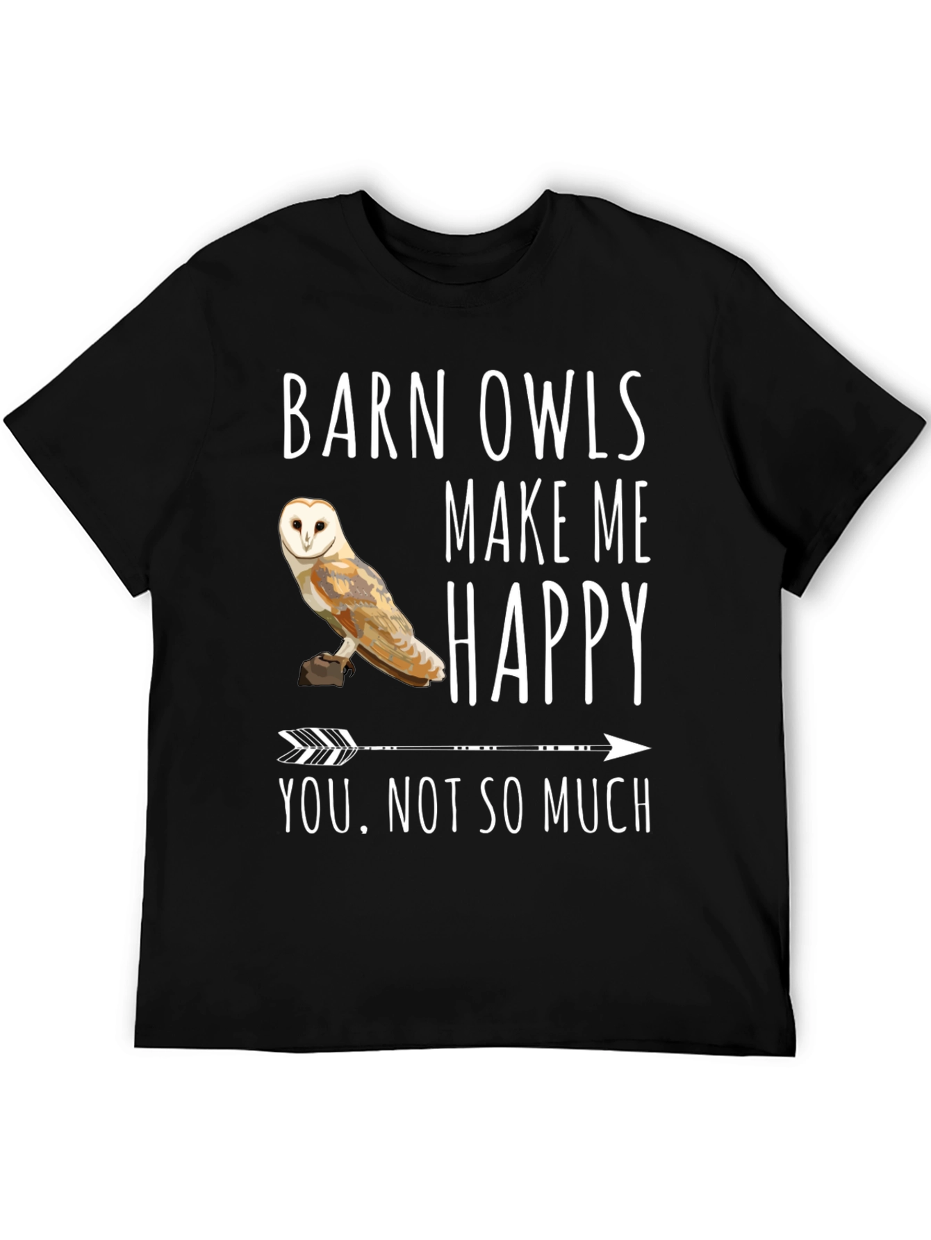 Black Barn Owl T-Shirt - Owls Make Me Happy Tee view 5