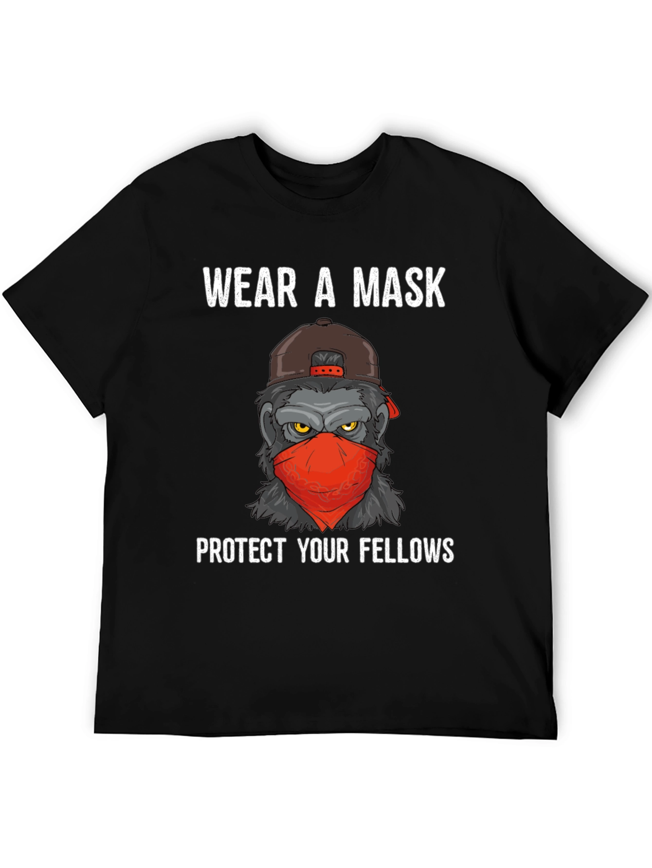 Black Wear A Mask Gorilla T-Shirt view 5