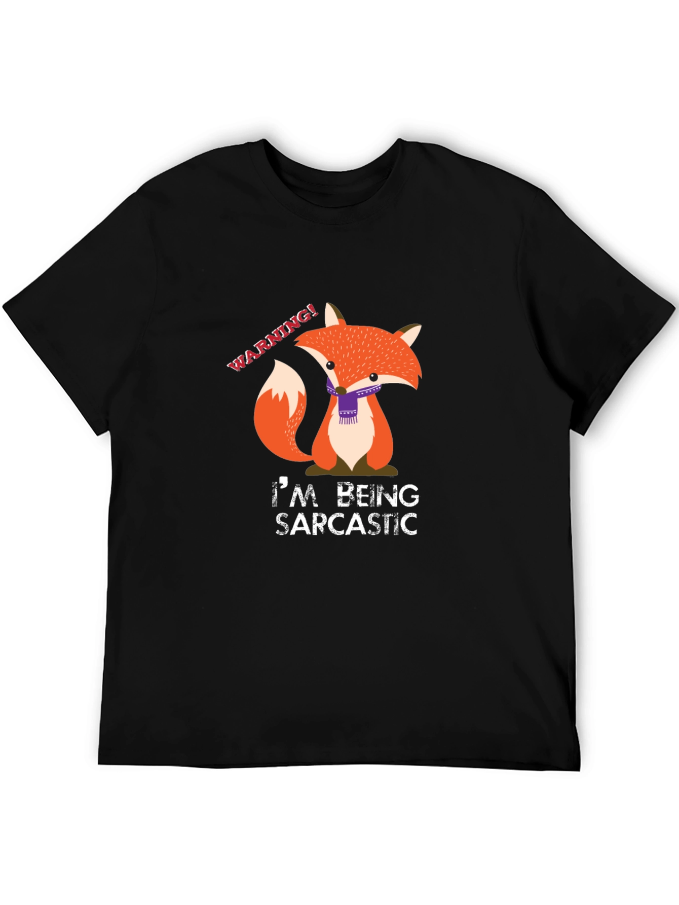 Black Sarcastic Fox Graphic Tee - Funny Animal T-Shirt view 5