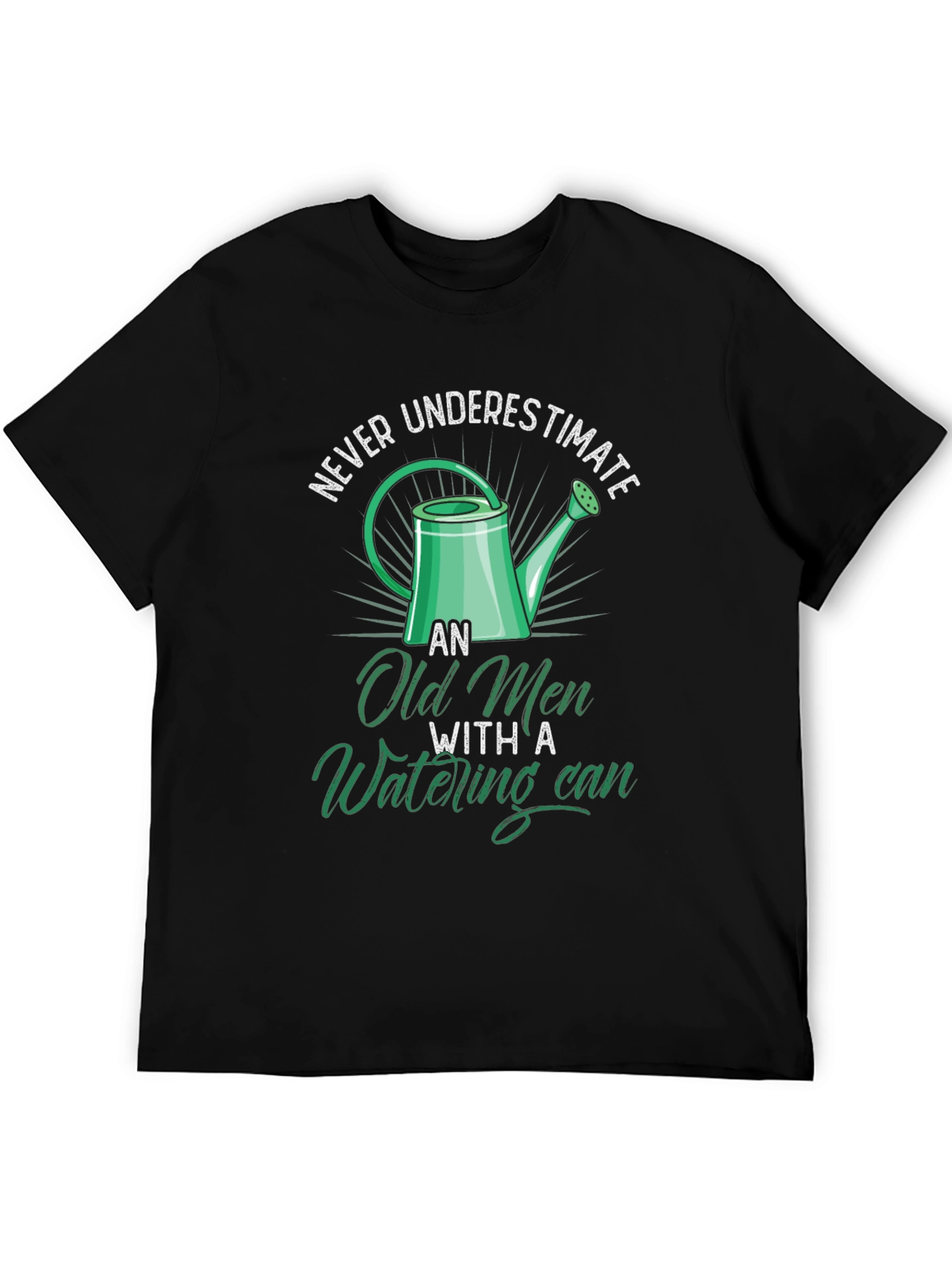 Black Funny Old Men Watering Can Graphic T-Shirt view 5