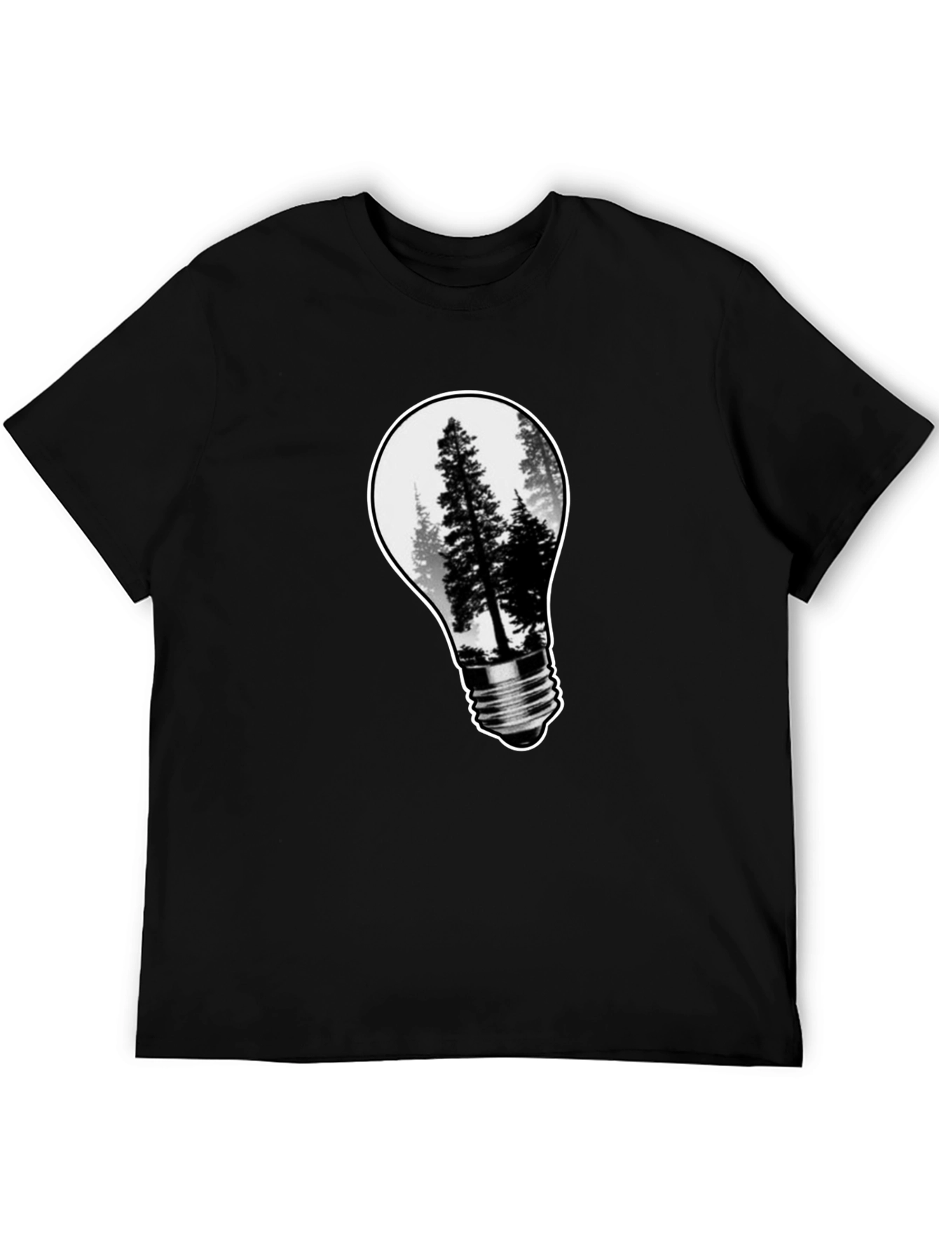 Black Nature Bulb Men's Black Graphic Tee view 5