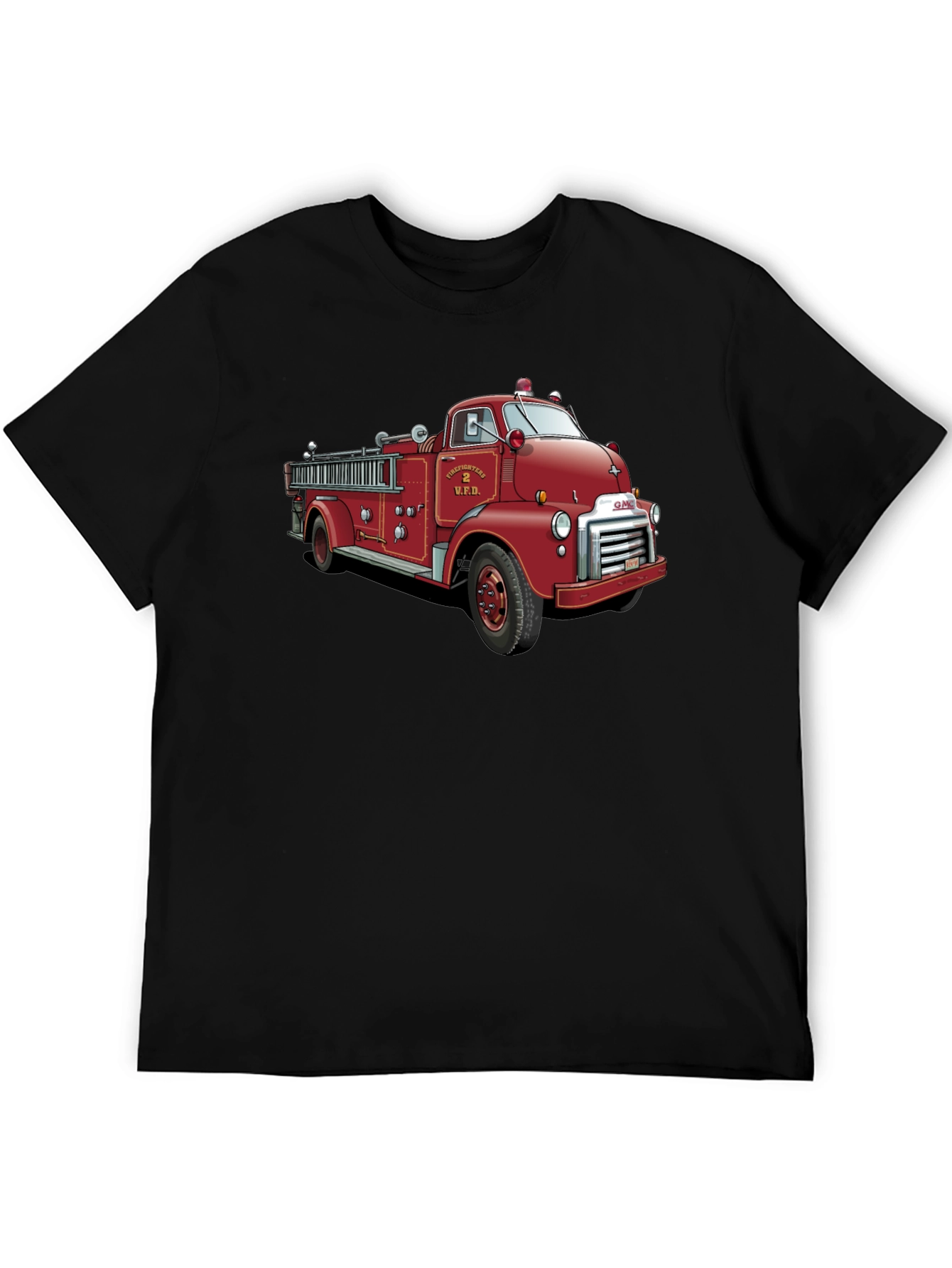 Black Vintage Firetruck Graphic T-Shirt view 5