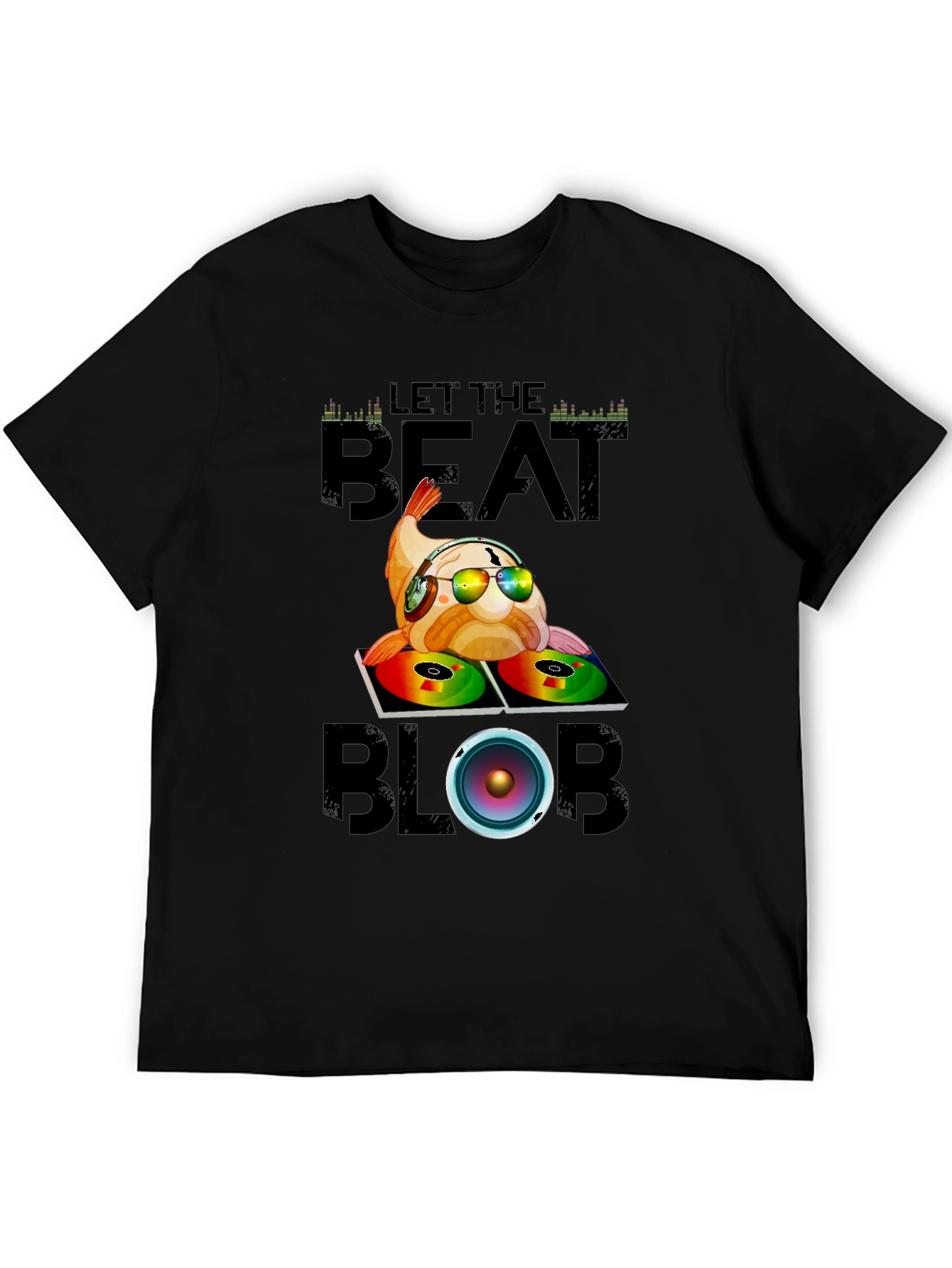 Black Let the Beat Blob T-Shirt - DJ Fish Graphic Tee view 5