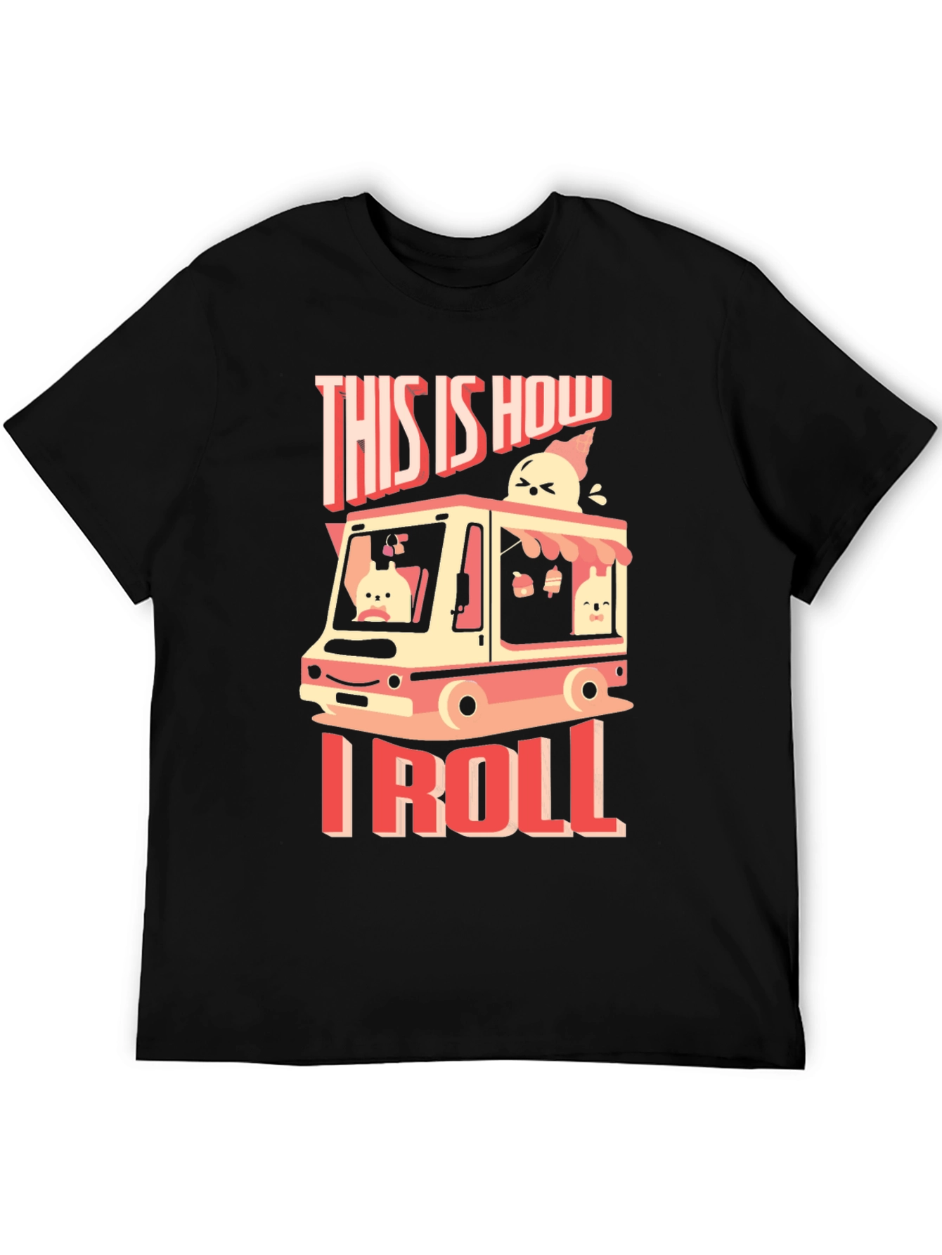 Black This is How I Roll T-Shirt - Ice Cream Truck Graphic Tee view 5