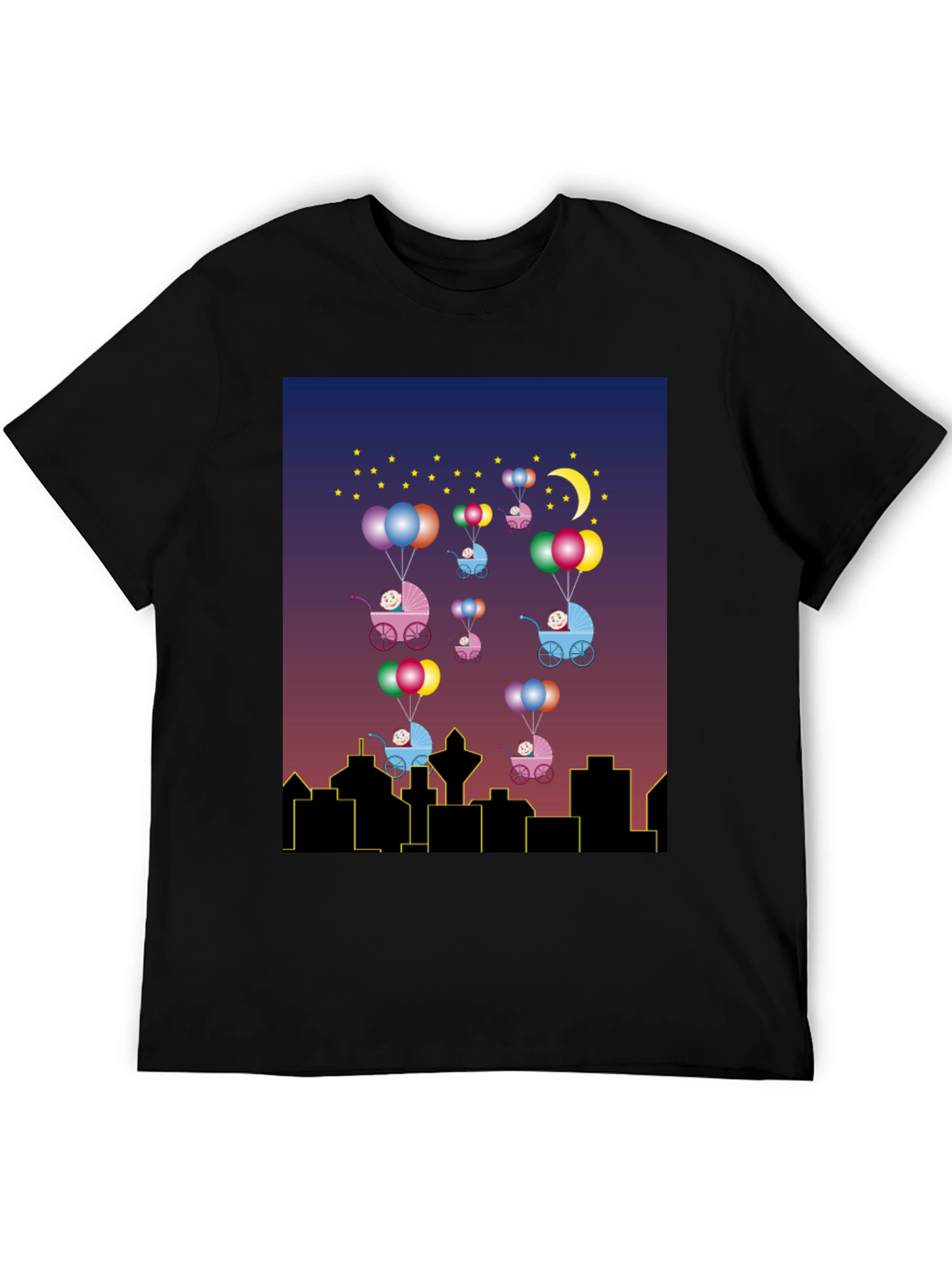 Black Novelty Baby Balloon Ride T-Shirt view 5