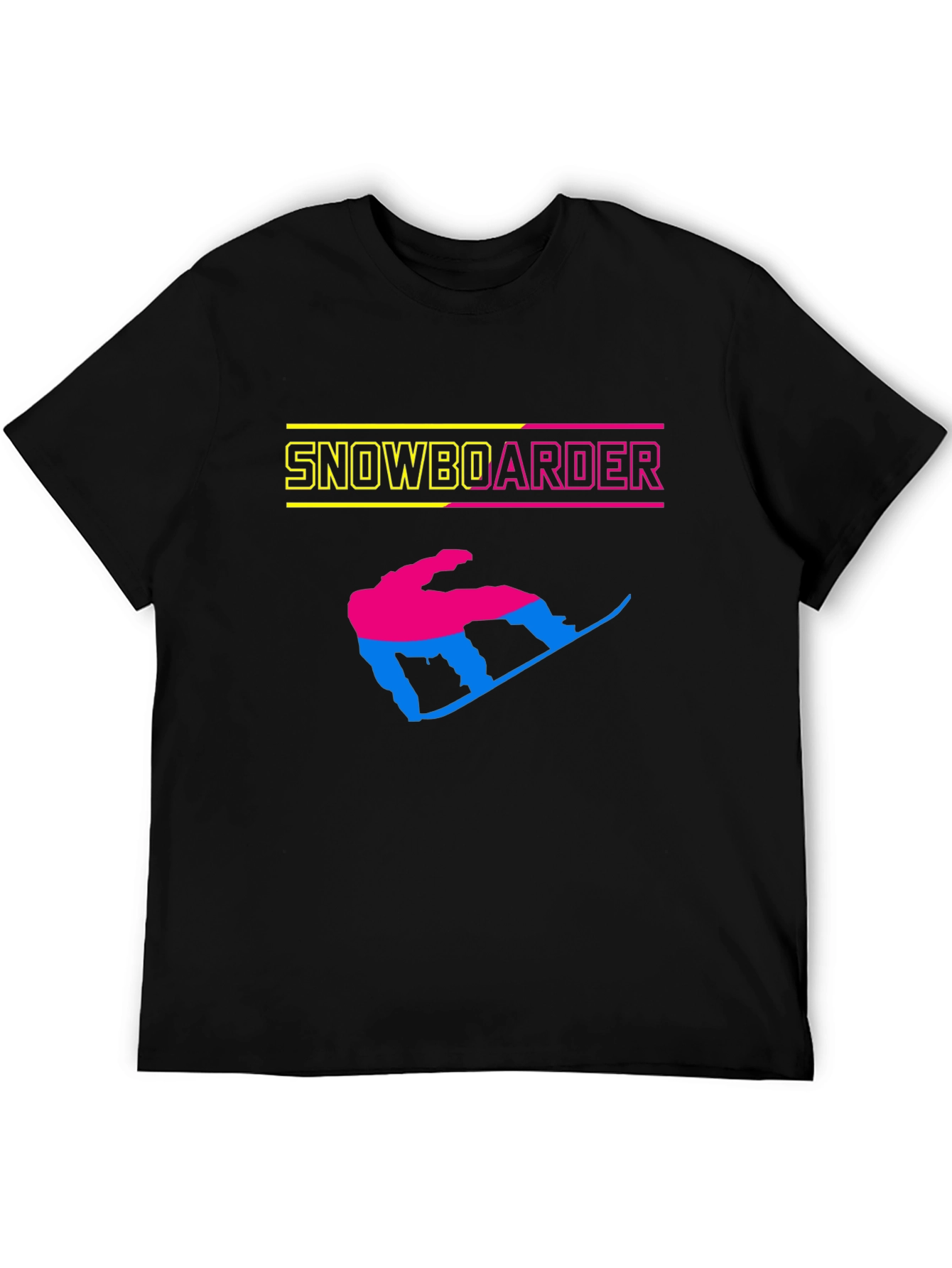 Black Snowboarder Graphic Tee - Black Cotton T-Shirt view 5