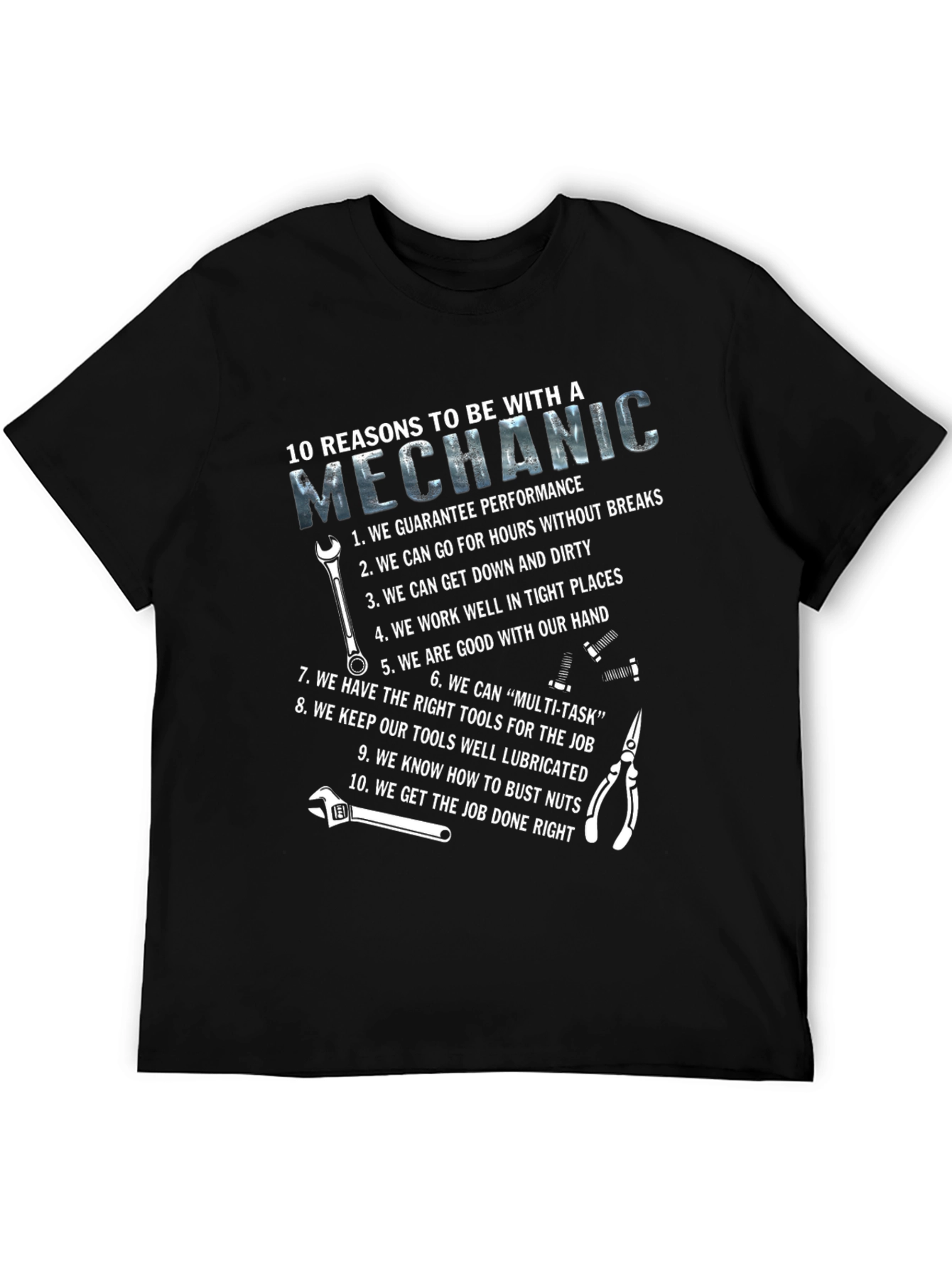 Black Mechanic Reasons Graphic T-Shirt view 5