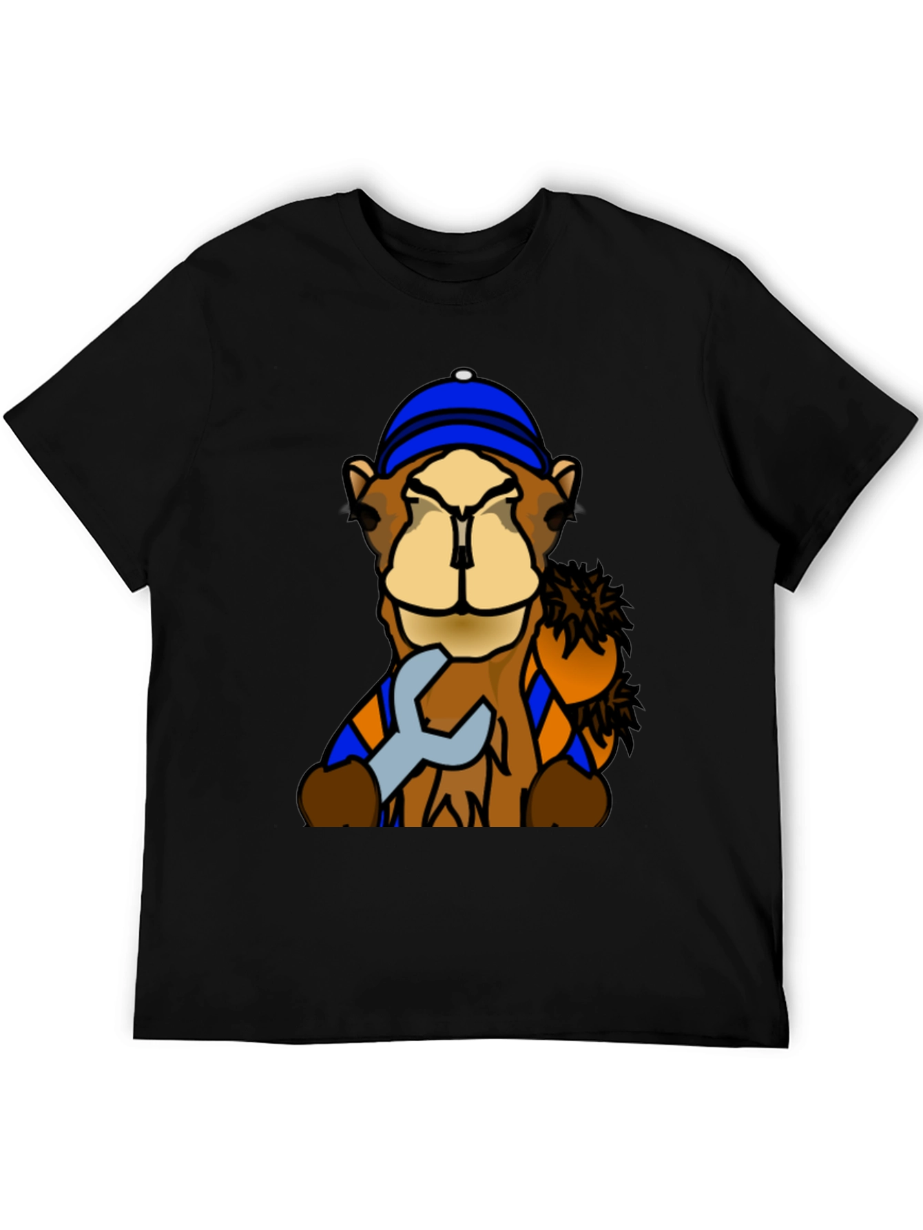 Black Camel Mechanic T-Shirt - Funny Cartoon Animal Tee view 5