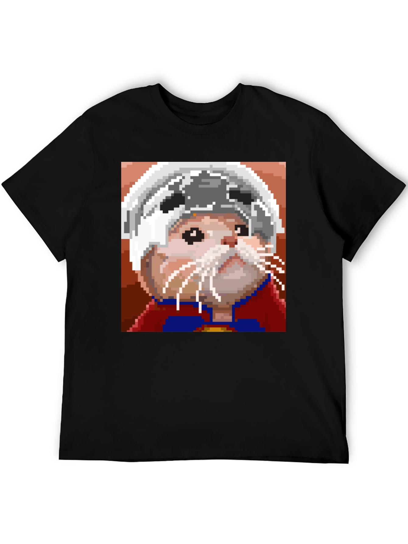Black Pixel Art Hamster Hero T-Shirt view 5