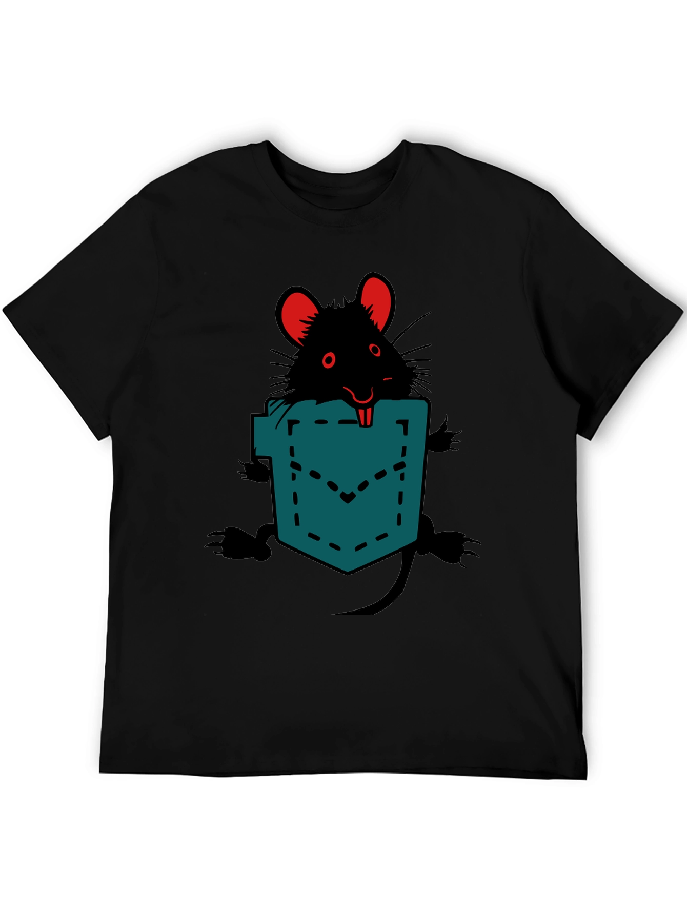 Black Rat in Pocket Graphic Tee - Novelty Animal T-Shirt view 5