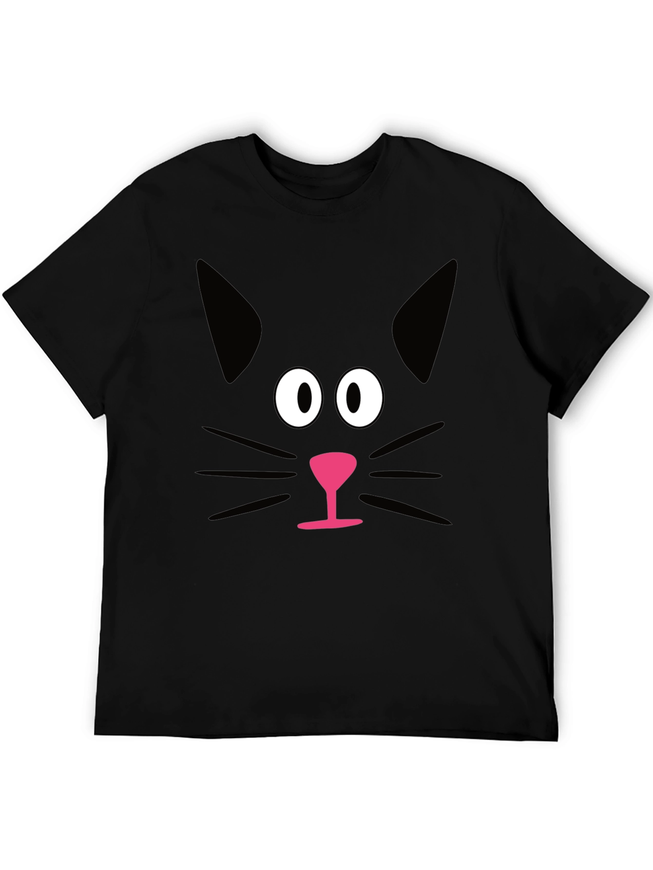 Black Funny Black Cat Face Graphic T-Shirt view 5