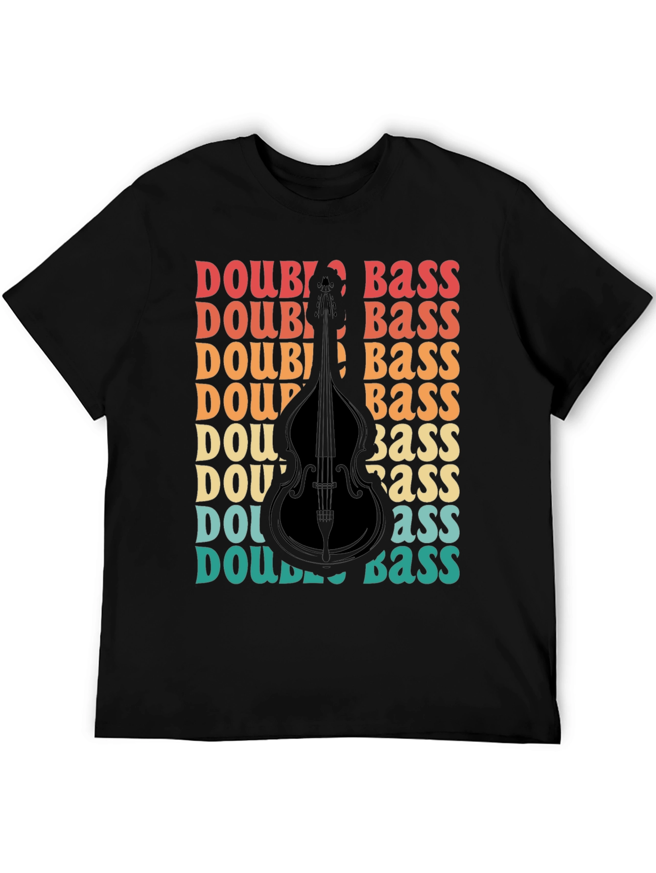 Black Double Bass Graphic T-Shirt Retro Style Musician Tee view 5