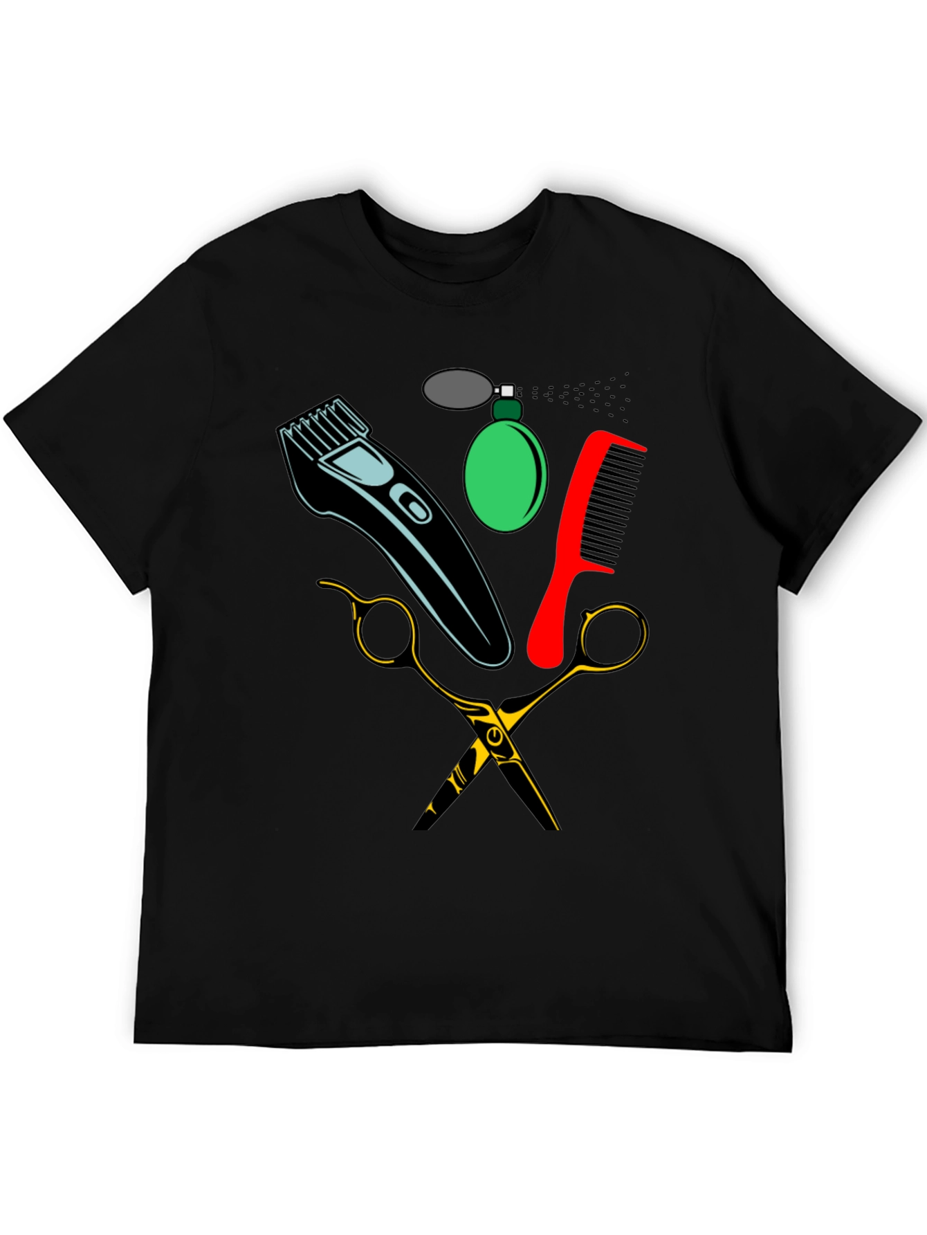 Black Barber Tools Graphic Tee - Black view 5