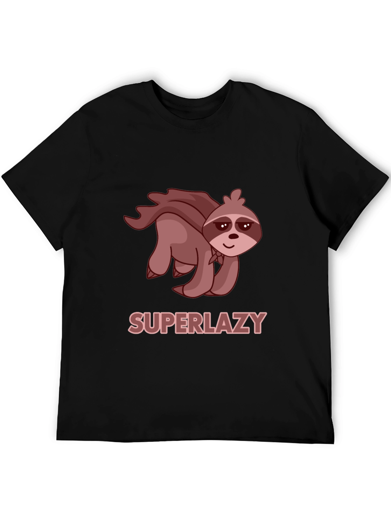 Black Superlazy Sloth Tee - Funny Cartoon Hero T-Shirt view 5
