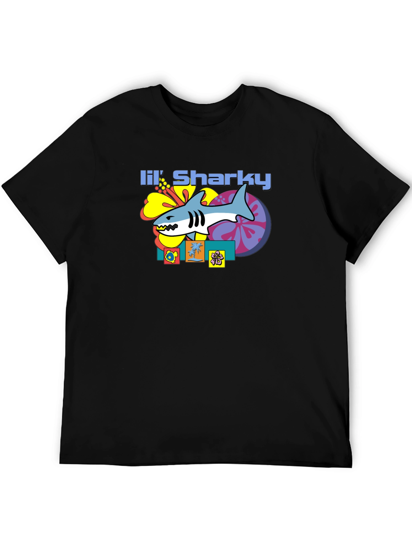 Black Lil' Sharky Graphic T-Shirt - Retro Style view 5