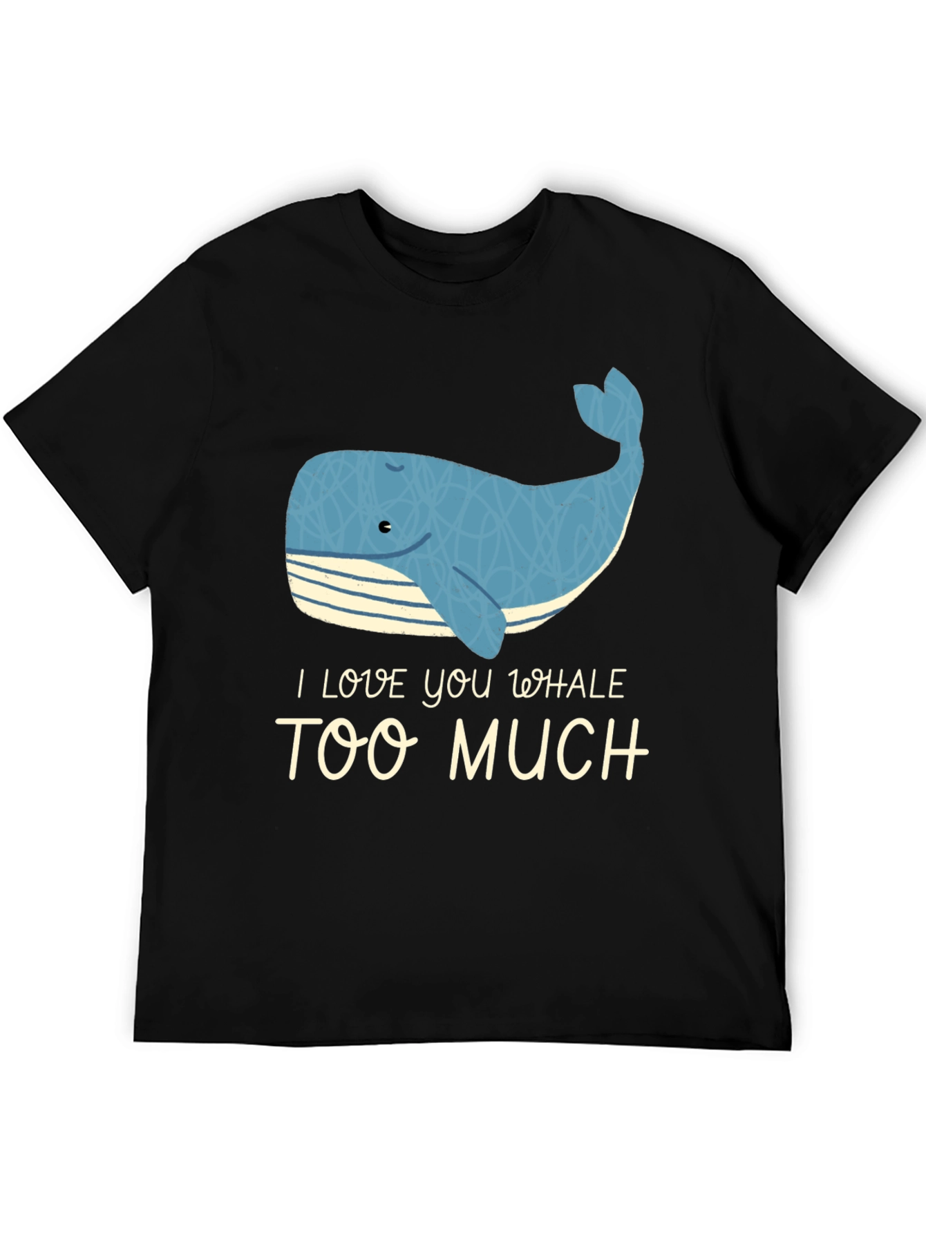 Black I Love You Whale Too Much - Novelty Graphic T-Shirt view 5