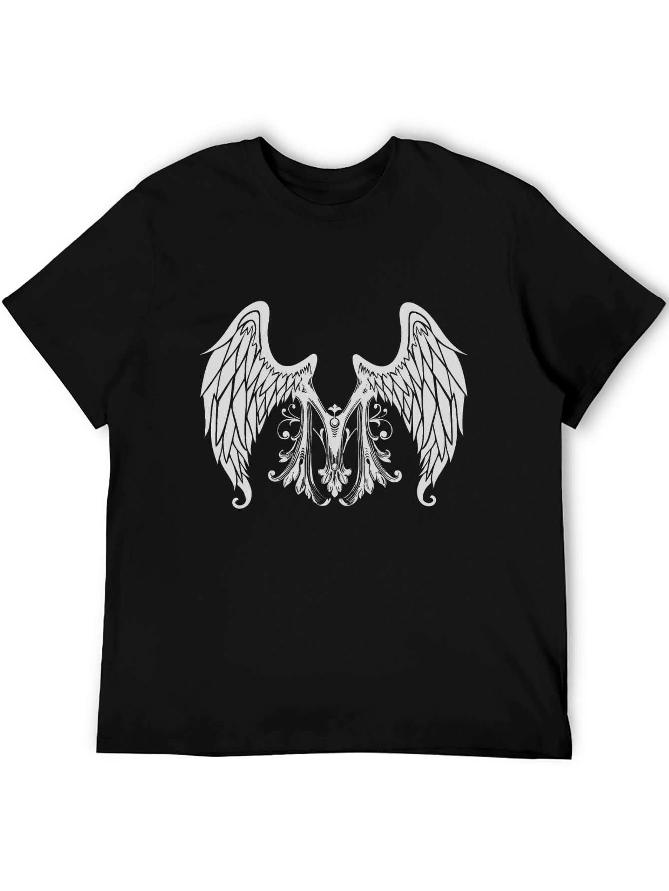 Black Black T-Shirt with Angel Wing Graphic view 5