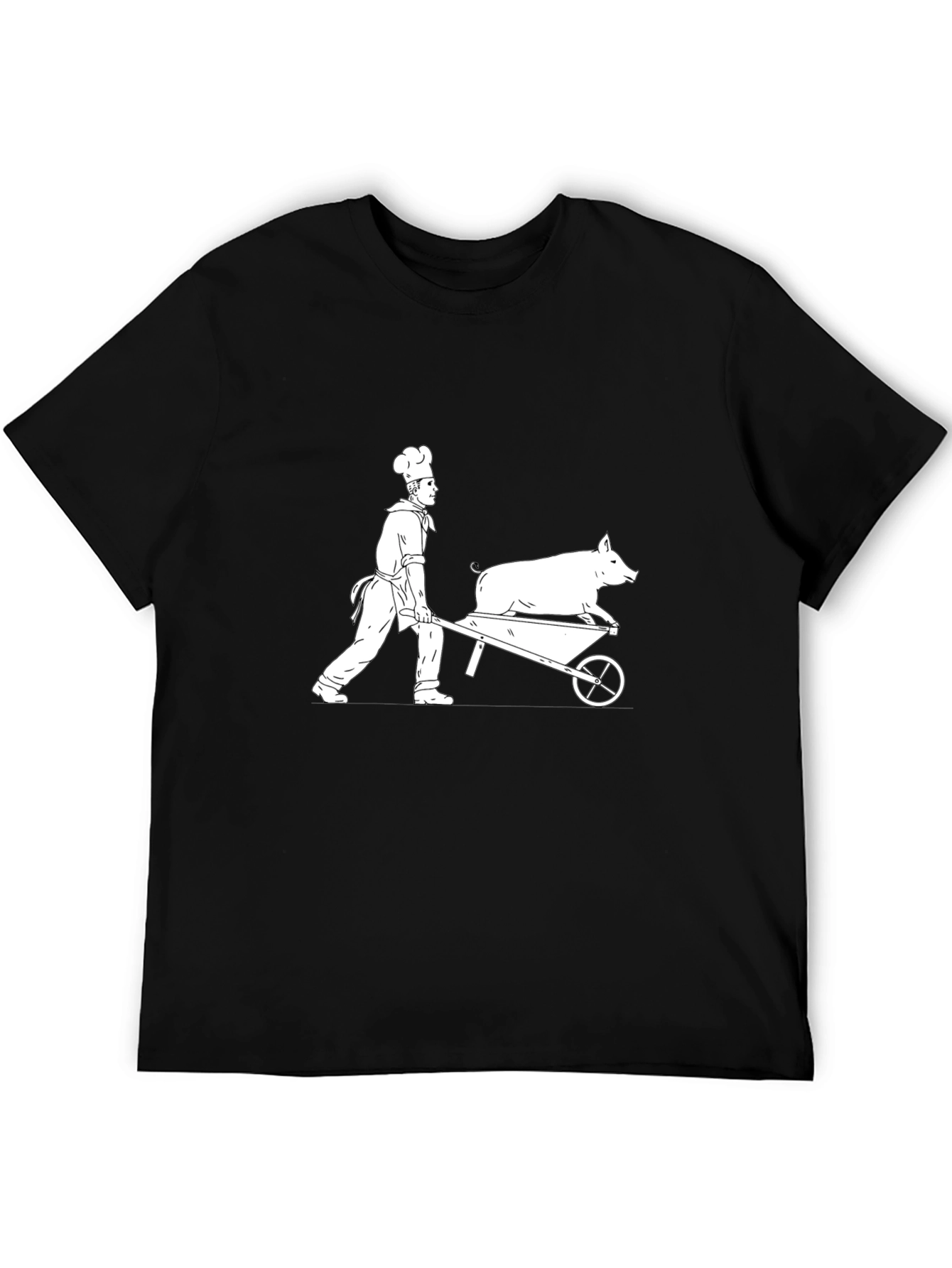 Black Chef Pig Wheelbarrow Graphic Tee view 5