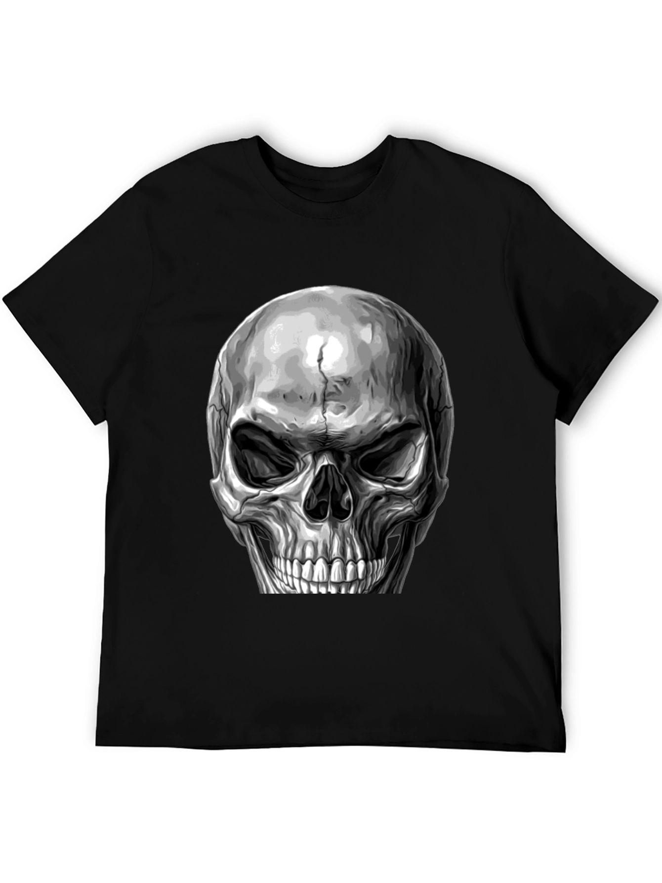 Black Skull Graphic Print T-Shirt - Black view 5