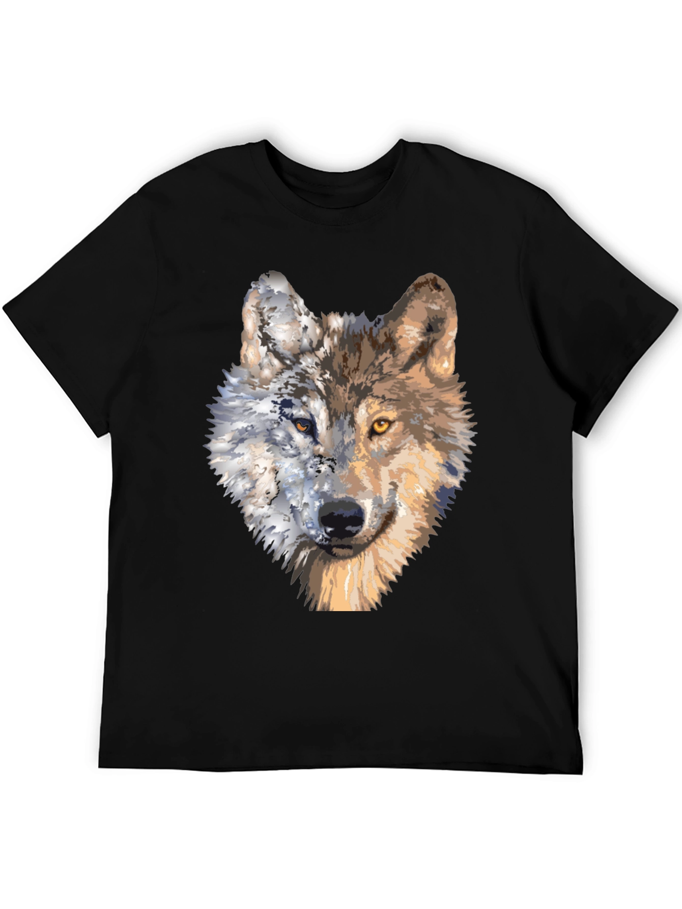 Black Wolf Portrait Graphic Tee - Unique Two-Faced Design view 5