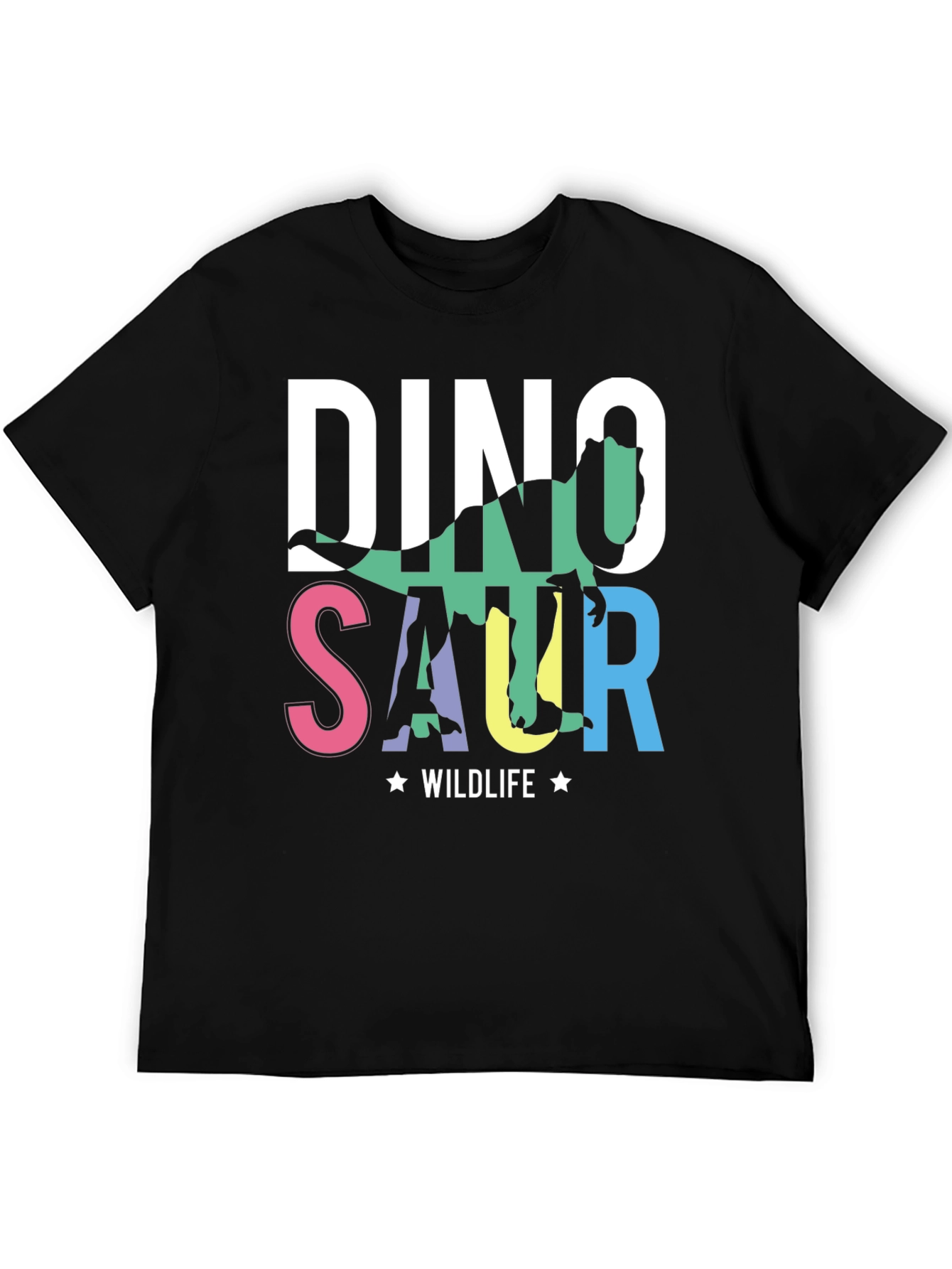 Black Dino Wildlife Graphic Tee - Soft Cotton Black T-Shirt view 5