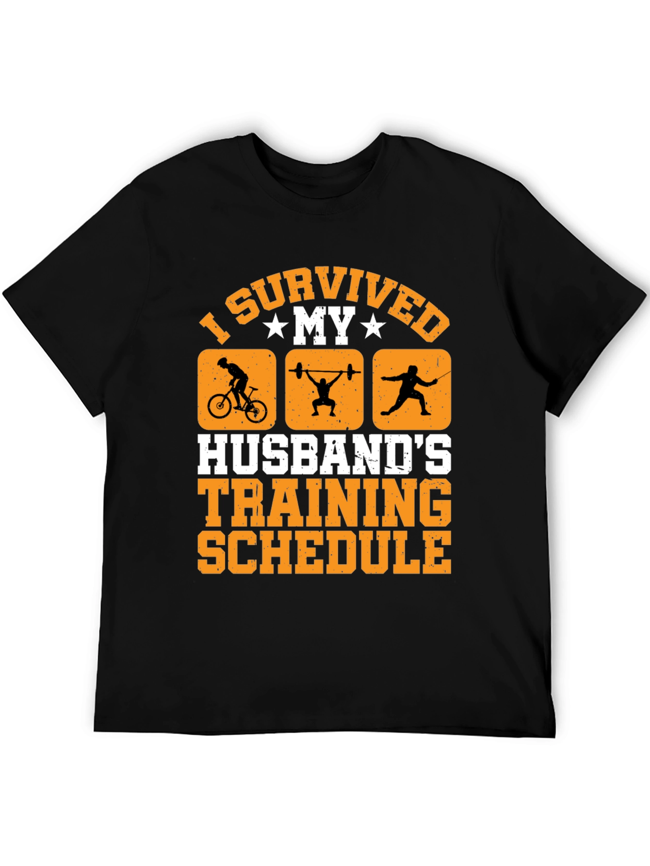 Black I Survived My Husband's Training Schedule T-Shirt view 5